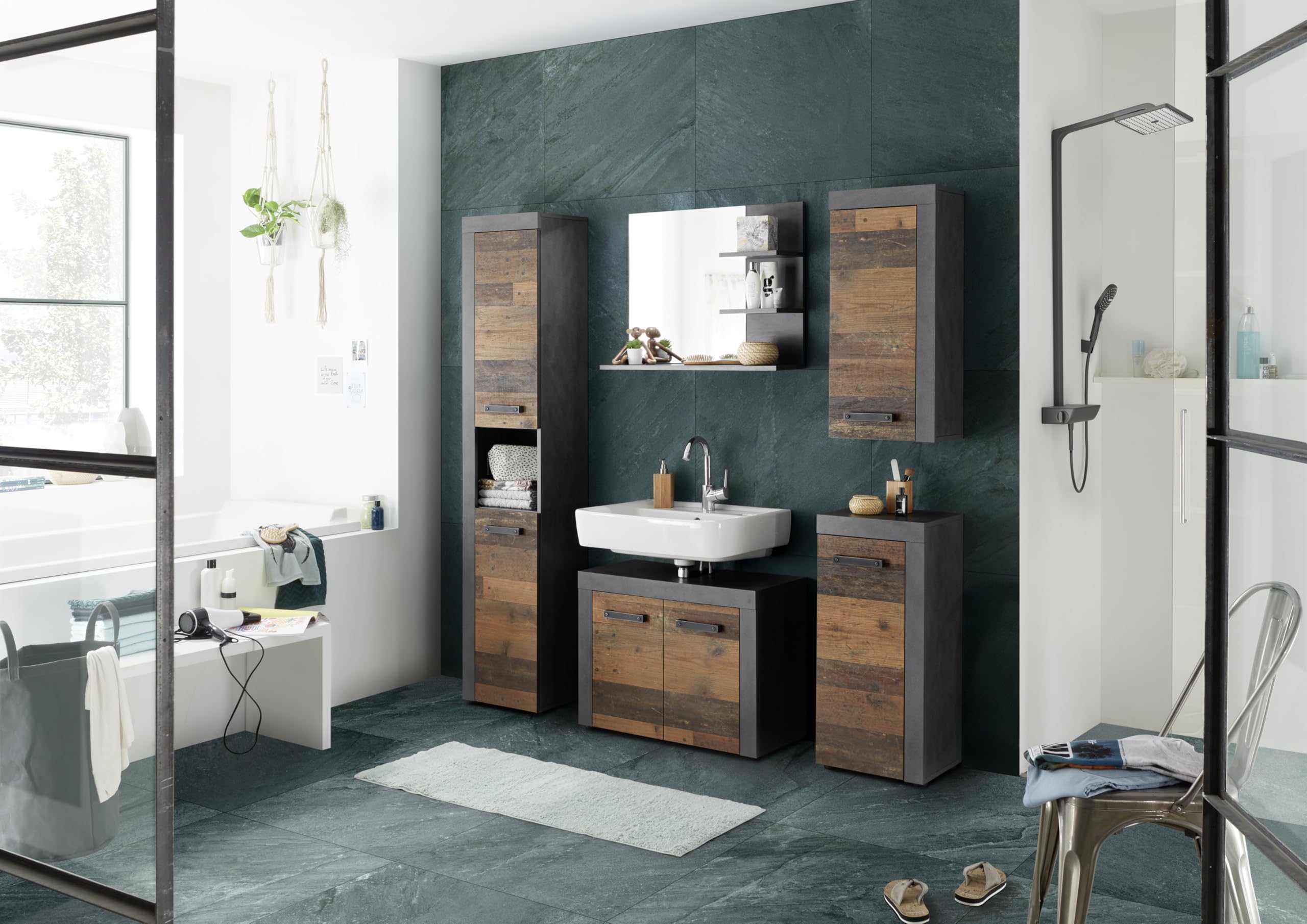 trendteam smart living - Szafka pod umywalkę szafka pod umywalkę - łazienka - Indy - wymiary po zmontowaniu (szer. x wys. x gł.) 72 x 56 x 34 cm - kolor Old Wood z Matera - 125930123