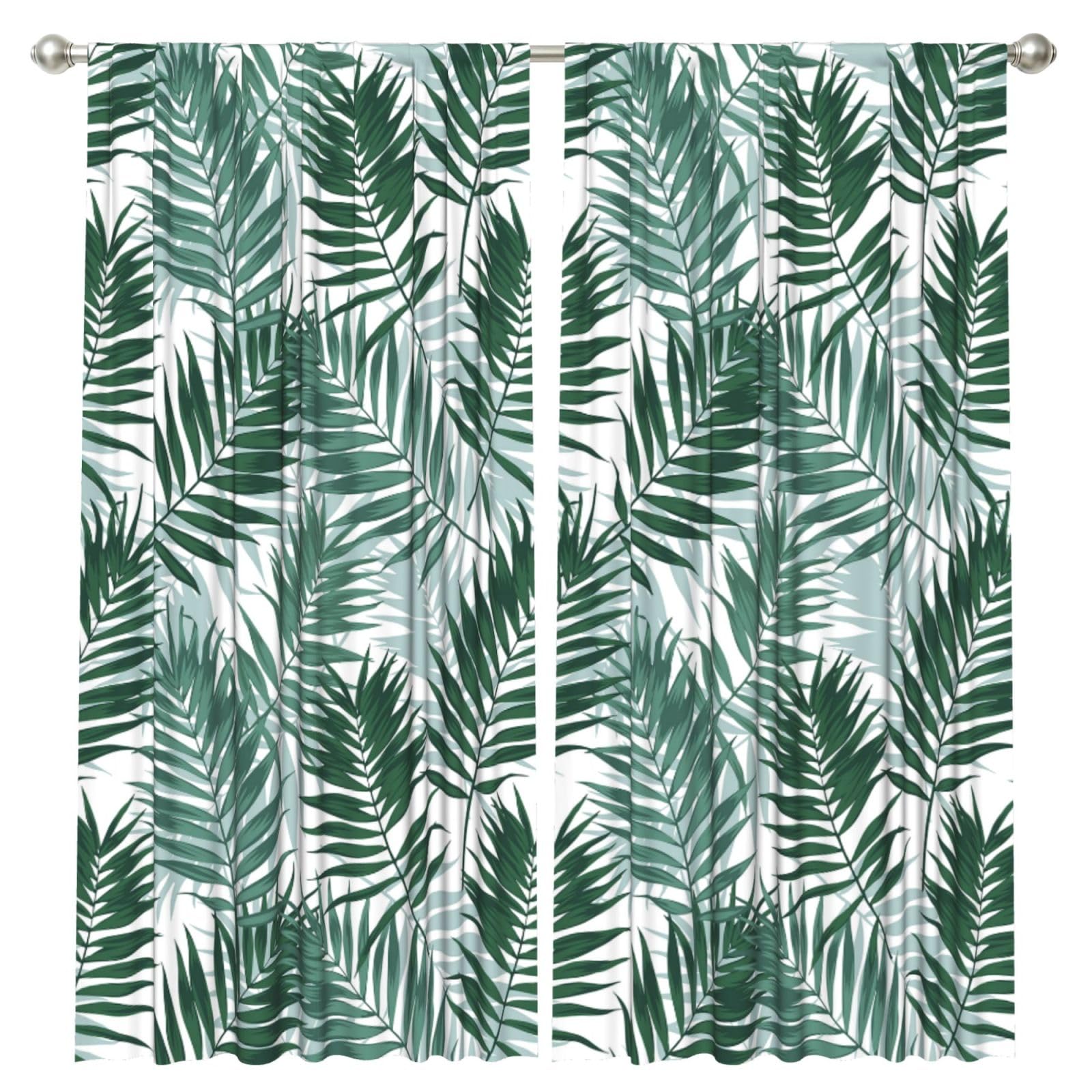 InOmak Tropical Jungle, Seamless Pattern With Palm Leaves, 2 Panels Window Curtains 52 x 84 Inch Blackout Curtains for Living Room Bedroom