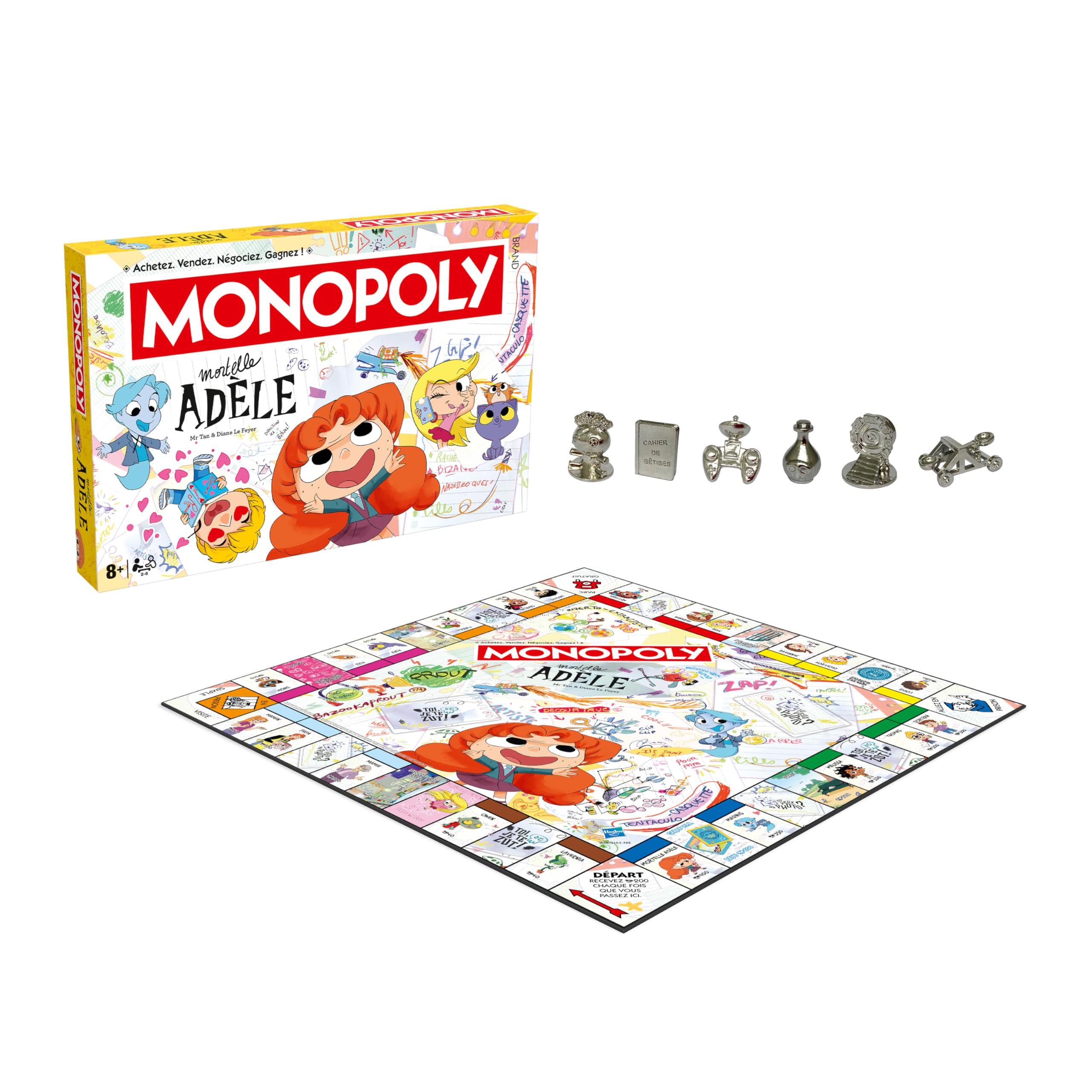 Winning Moves Monopoly Mortelle Adele Jeu de Societe - Jeu de Plateau à partir de 8 Ans Plus - 2 à 6 Joueurs - Version française