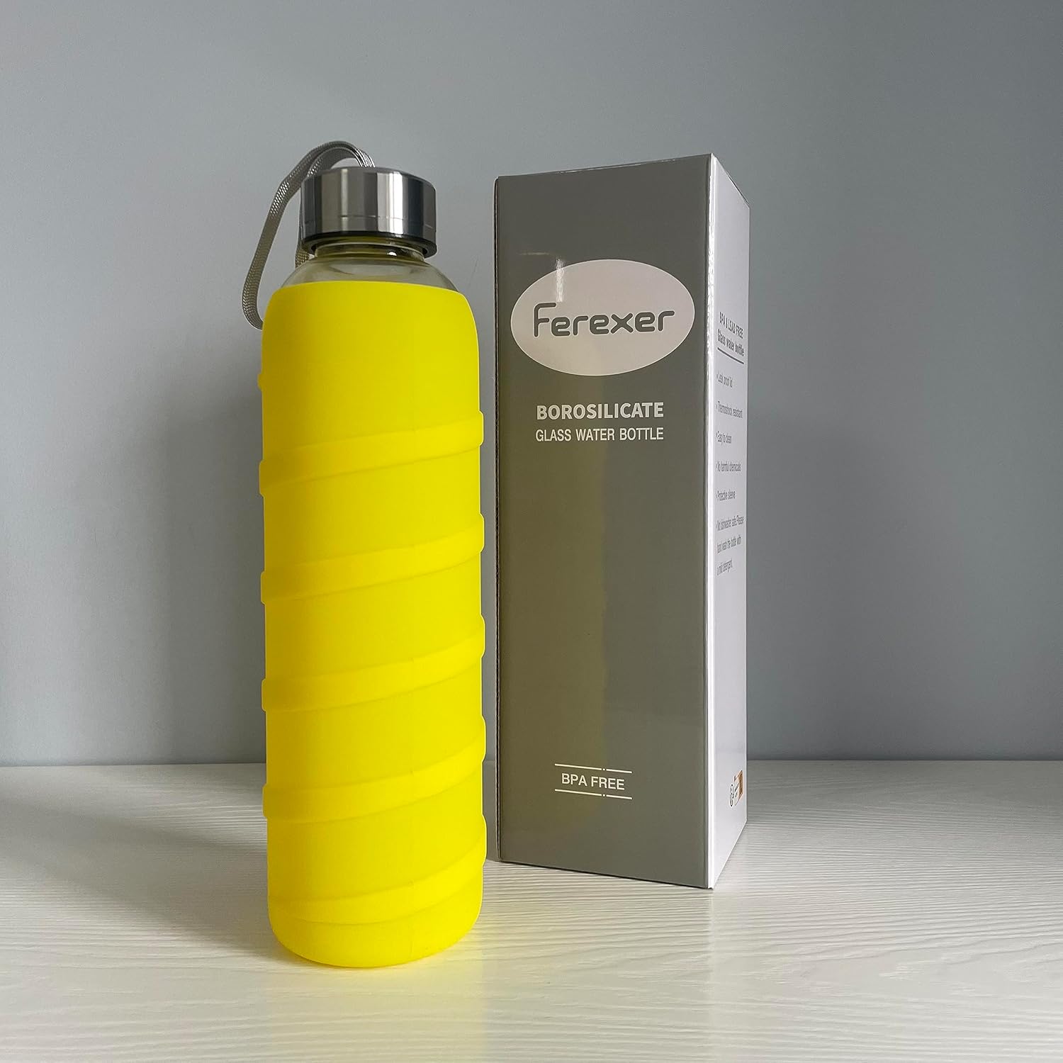 Sports Glass Water Bottle with Silicone Sleeve 16 oz / 32 oz