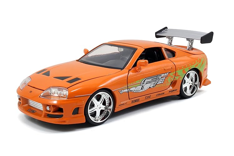 Jada Toys Fast & Furious 1:24 Brian's Toyota Supra Coche de fundición a presión, Juguetes para Niños y Adultos, Naranja (97168)
