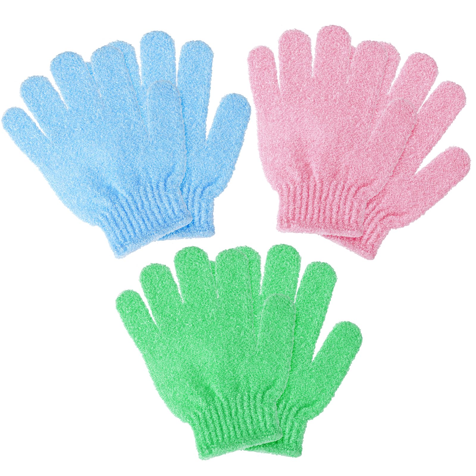 URAQT Bambusowe rękawiczki do peelingu, 6 szt. Rękawica do peelingu ciała, złuszczające rękawice prysznicowe, rękawice złuszczające, rękawice do kąpieli dwustronne peeling wielokrotnego użytku do