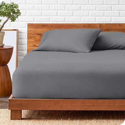 Miniatura 10 de Bare Home Juego de sábana bajera + funda de almohada, microfibra ultrasuave 1800 de alta calidad, resistente a las arrugas (individual, blanco)