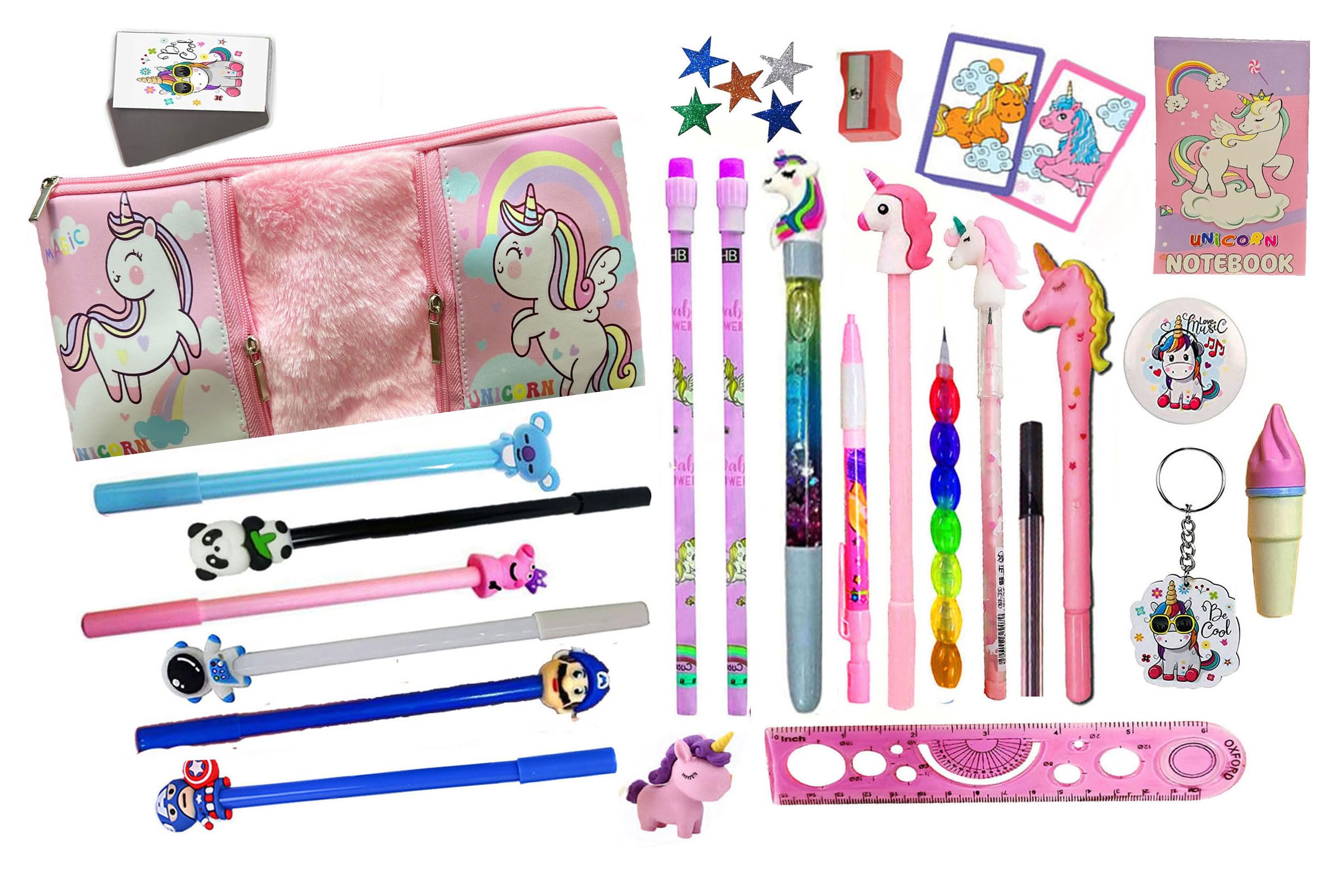 SHUDAUSHI Polyester 27Pcs Unicorn Theme Stationery Gift Set For Girls, Unicorn Pencil Case With Pens, Pencils, Notepad, Birthday Gift, Party Favor Return Gift (Style 7) (Multicolor) (B0CY55BFRC) Amazon Price History, Amazon Price Tracker