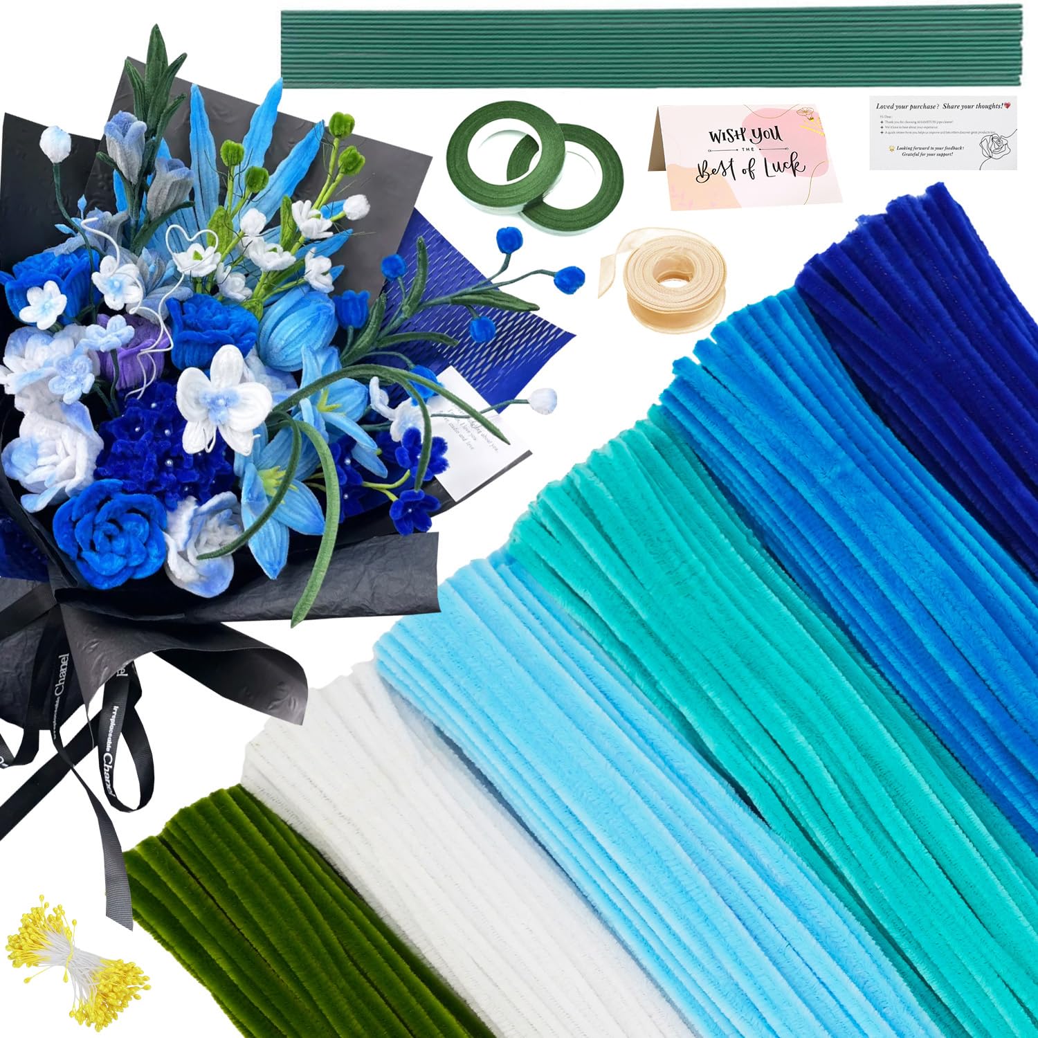 AHAMETON 620 Pieces 12 Inch Blue Nylon Pipe Cleaners Craft Supplies for DIY Art and Craft Projects, Gift Wrapping, Party Decorations â image 1