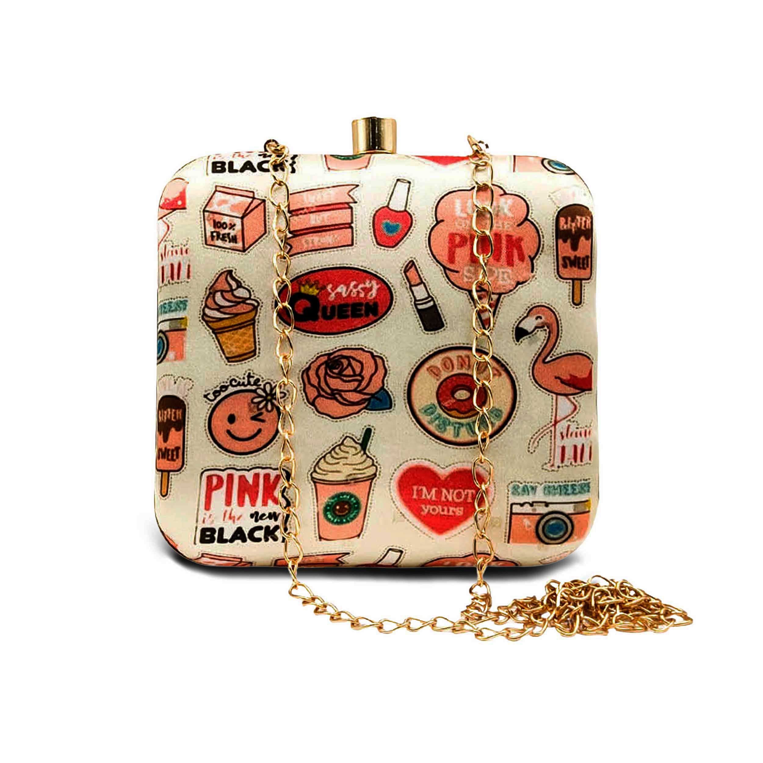 redhorns Travel Graphic Art Printed Women's Clutch Bag With Detachable Sling Chain-picture-20