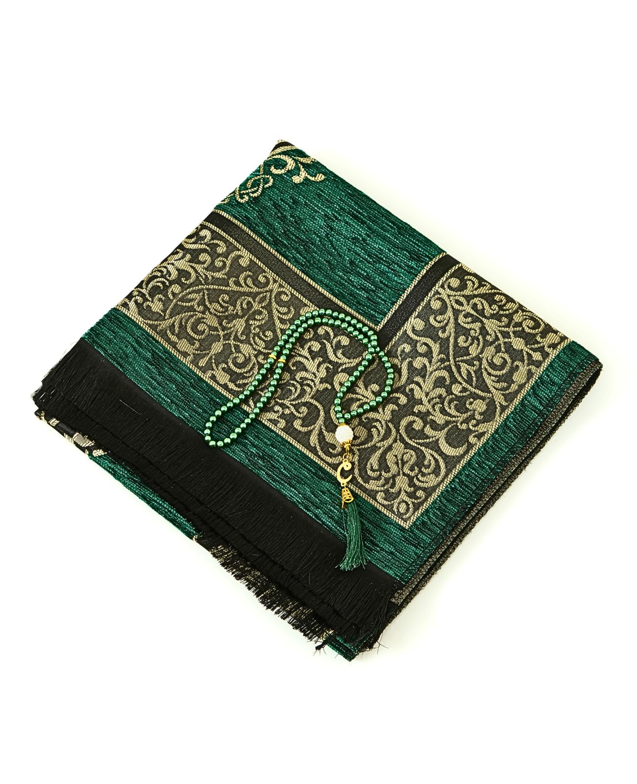 Prien Islamitische Gebedskleed met Parel Tasbih, Gebedstapijt voor Dames en Heren, Ramadhan en Bayram Cadeau, Islamitische Set, Namaz Gebedskleed, Moslim Tasbih (Blauw