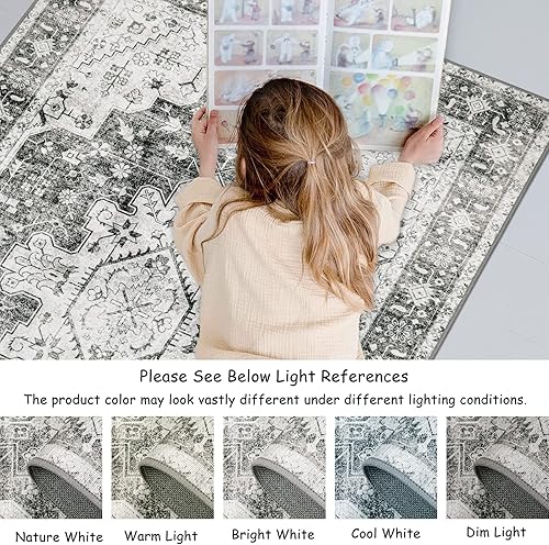 Miniatura 7 de Moynesa Alfombra de pasillo ultra fina y lavable alfombra de pasillo gris de 2 pies 6 x 8 pulgadas alfombra de pasillo de pasillo alfombra de baño