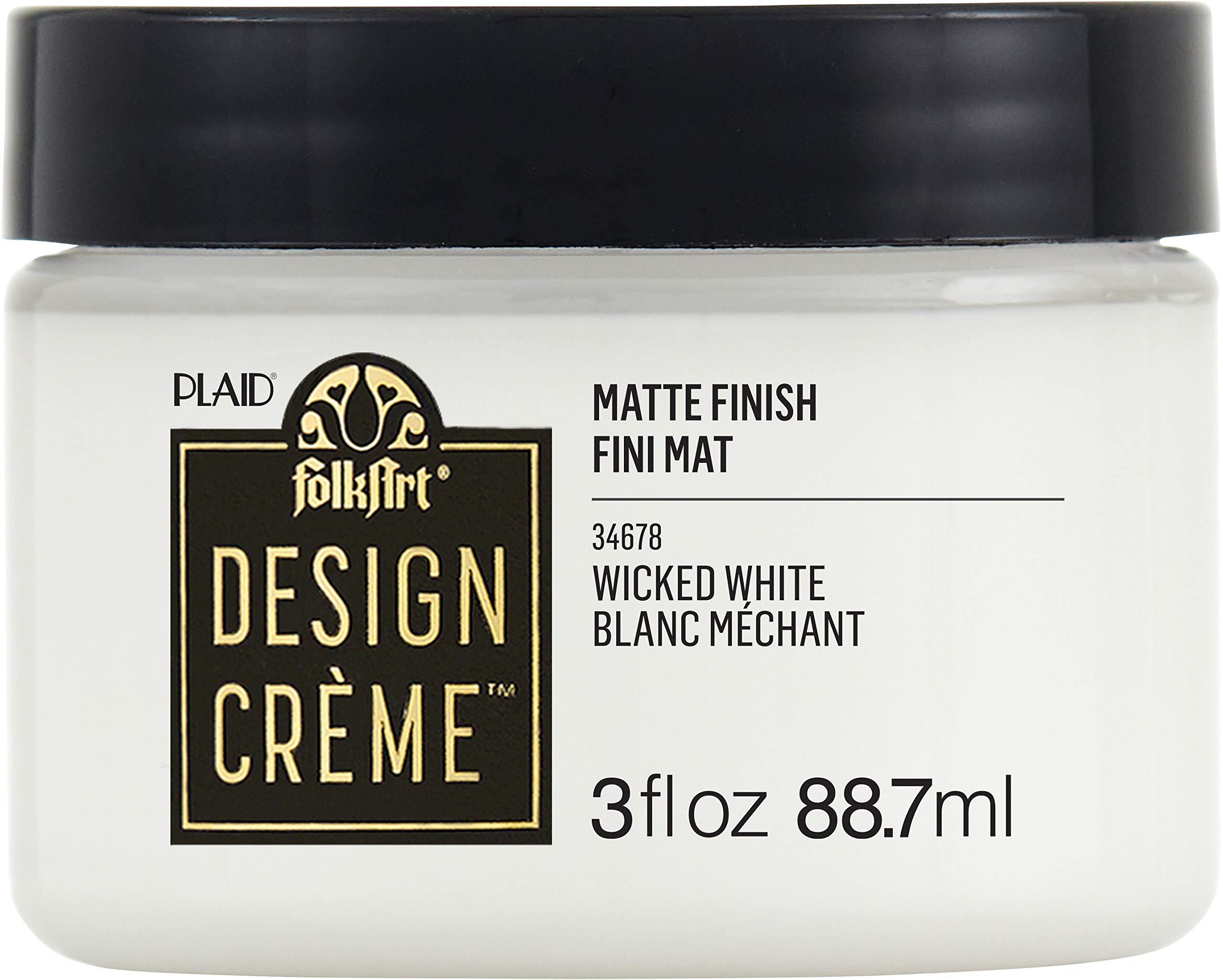 Crème de peinture FolkArt Design Creme 3oz Wicked White mate pour bois