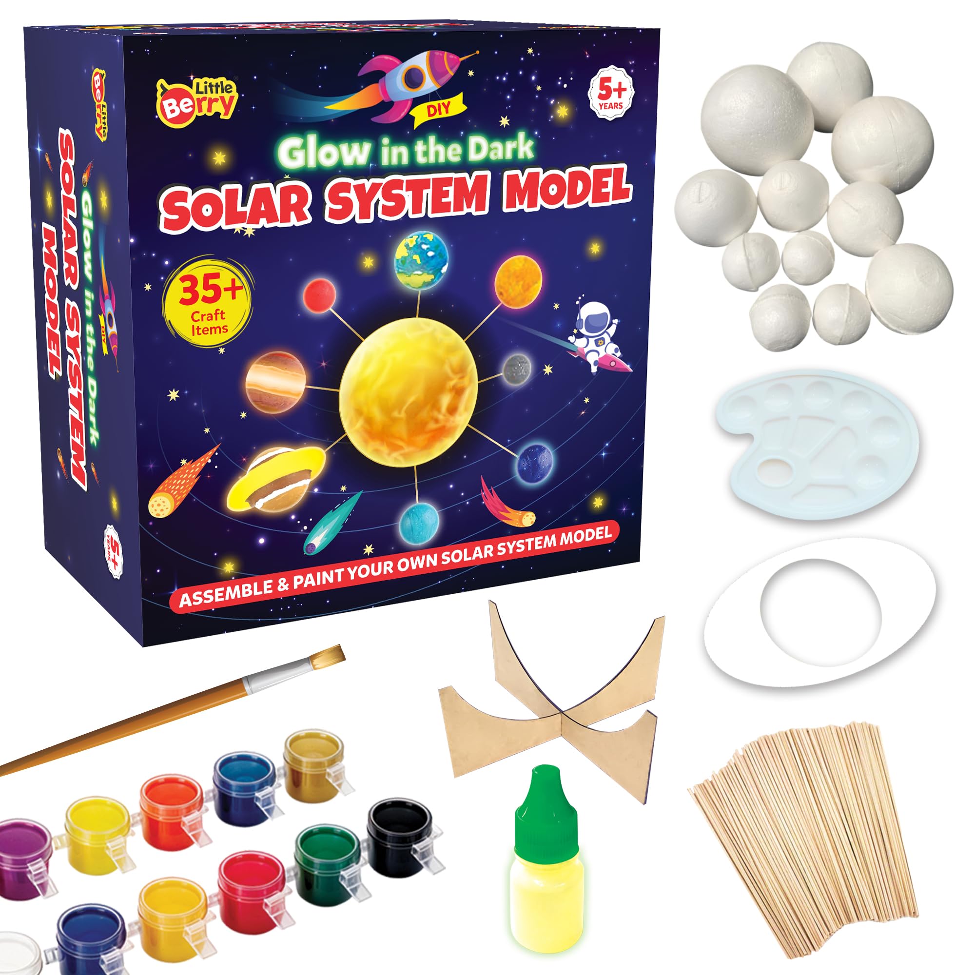 Little Berry DIY Solar System Model Kit for Kids 5-12 Years | Educational Science Toy for School Projects & Home Learning | Glow in The Dark Art & Craft Kits-image-17