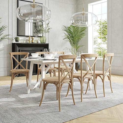 Miniatura 9 de Flash Furniture Advantage Natural - Silla con respaldo en X de grano blanco