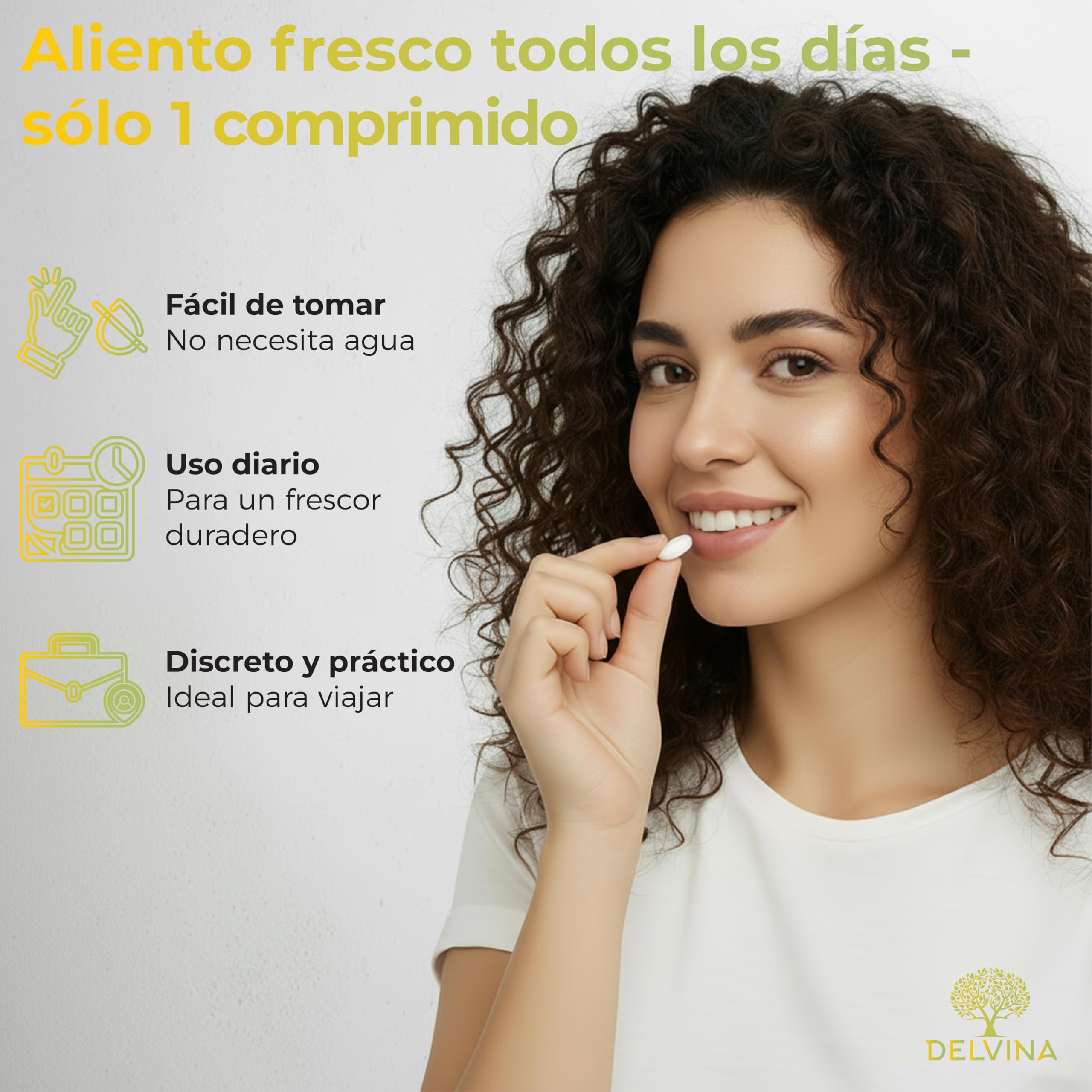 Combate el mal aliento - 90 pastillas para la higiene bucal sin enjuague bucal ni limpiador lingual - Aliento fresco - Cultivos bacterianos con vitamina D3 contra el mal aliento, limón