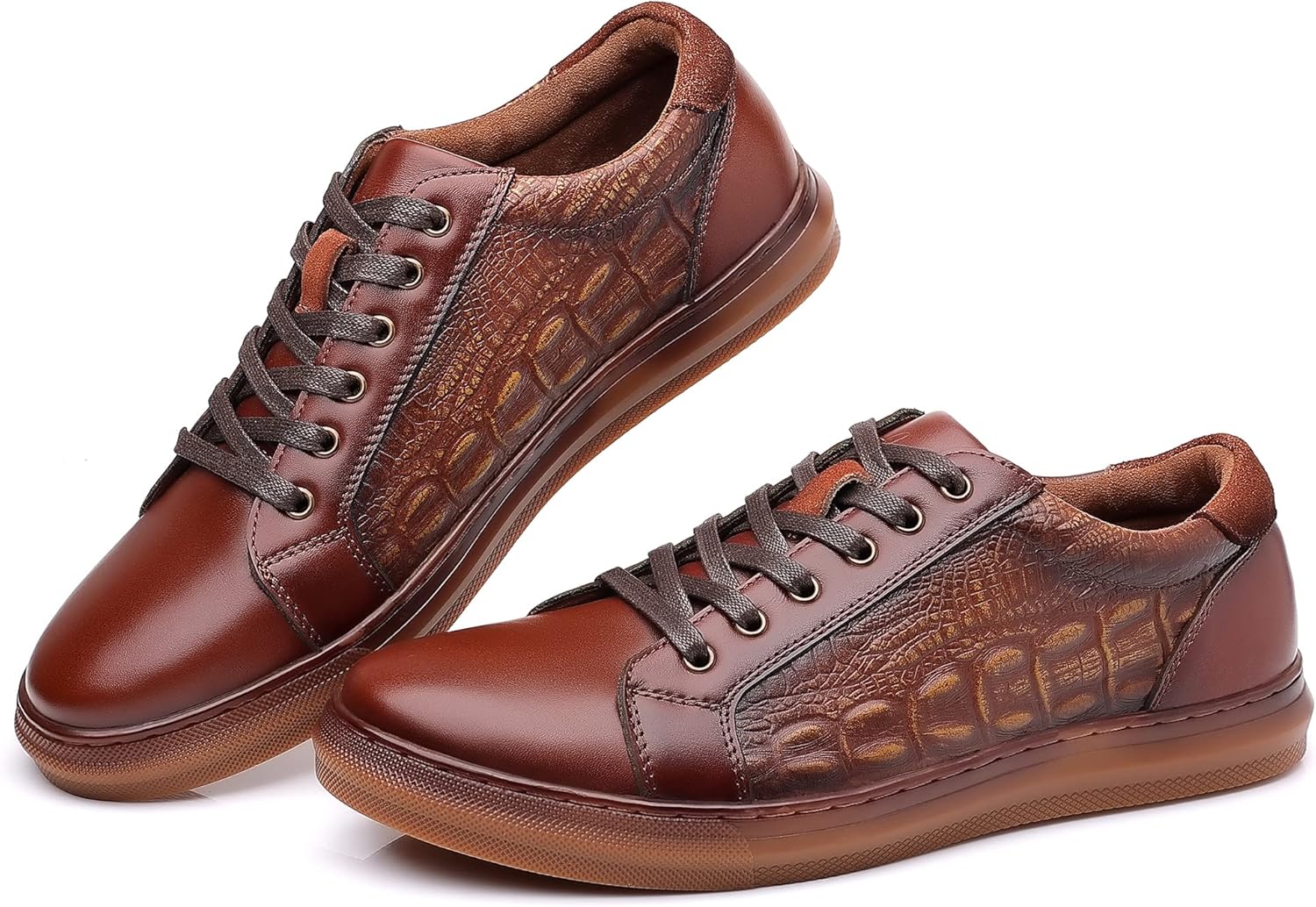 Fashion Sneakers, Originals Casual Lace-up Oxford Shoes for Men 7 Coffee-emboss-103