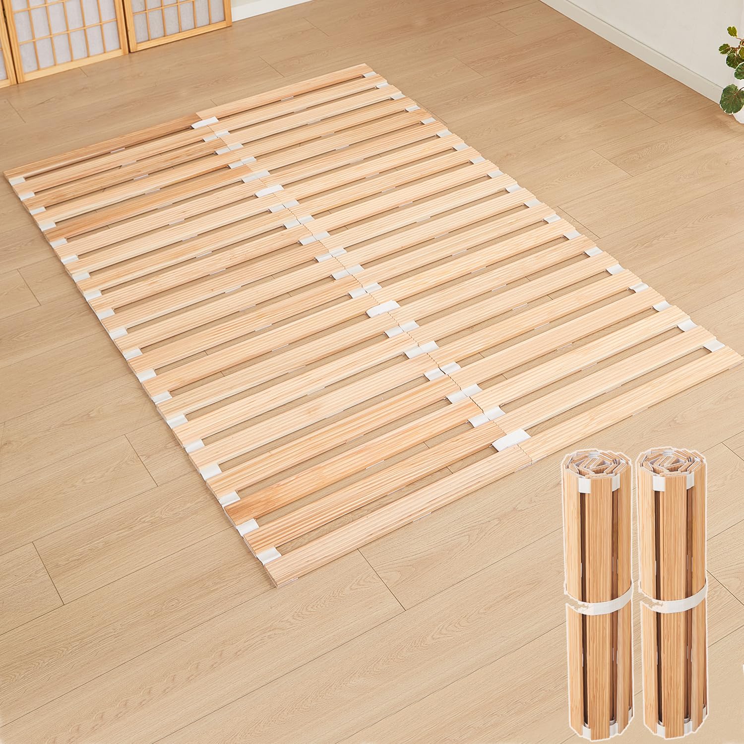 Amazon|良木久印 すのこベッド ダブル すのこ ロール ダブル スノコ ベッド 国産杉 折りたたみベッド すのこ ダブル ベッド ...