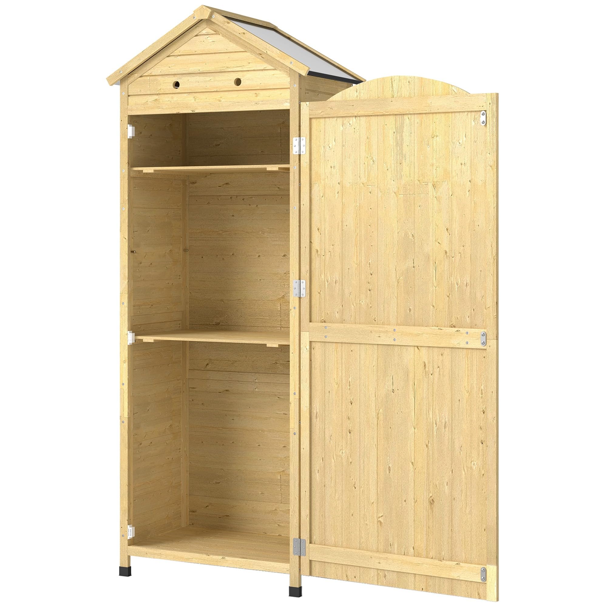 Outsunny Gartenschrank Holz extra hohe Geräteschuppen 85x58x213 cm Natur