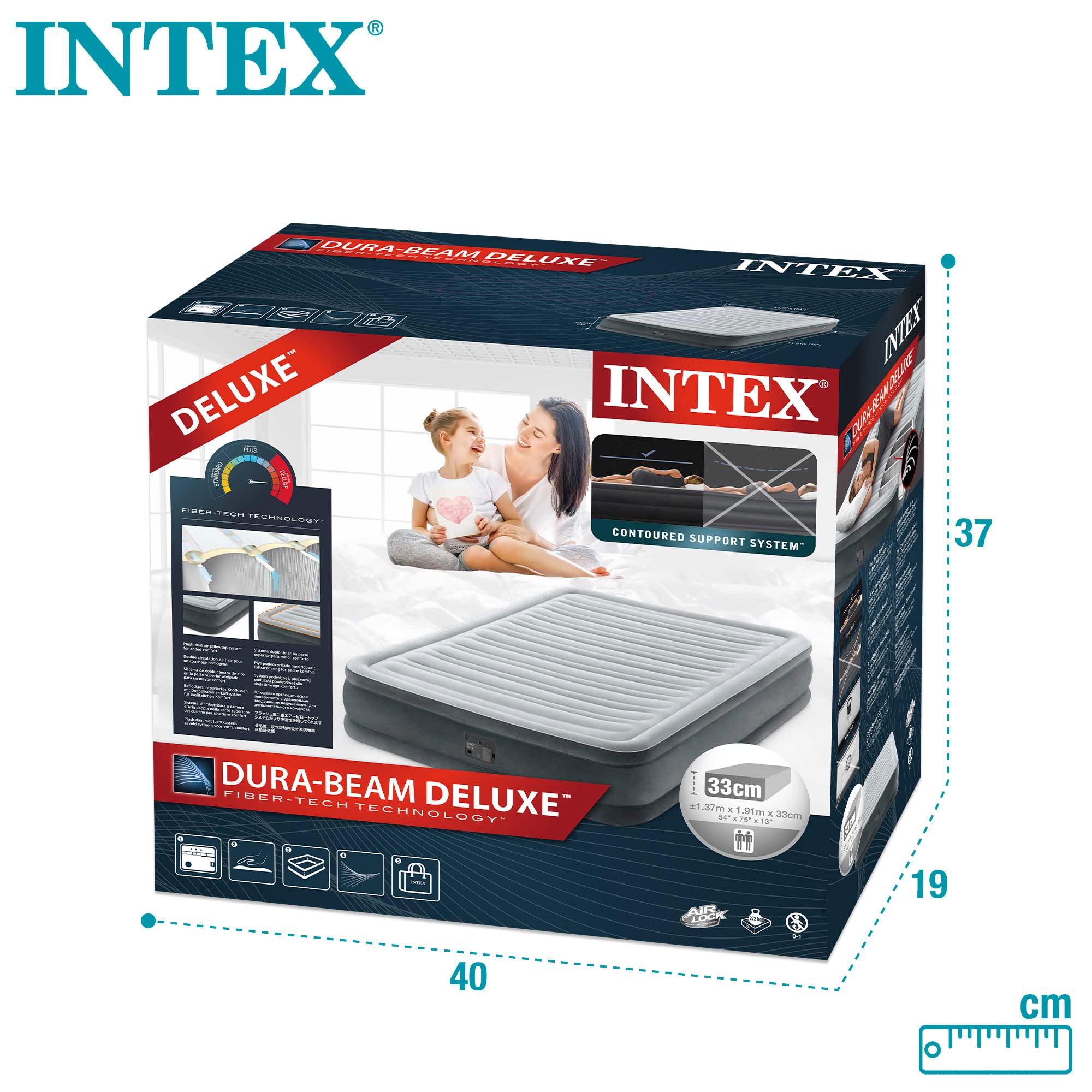 Intex 67768 - Matelas gonflable Dura-Beam Plus ComfortPlush, 137 x 191 x 33 cm