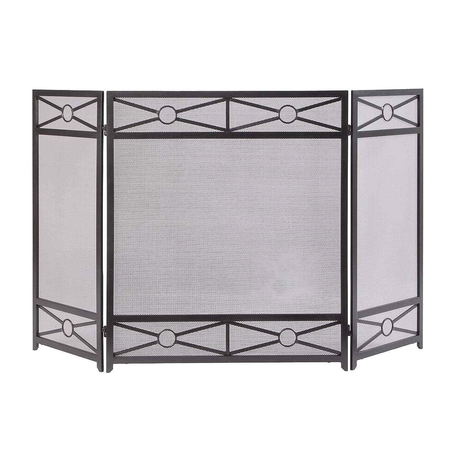 Schermo per Camino Interno Fire Guard a 3 Pannelli in Ferro battuto, Grande Schermo, Copertura in Rete Metallica Decorativa per Esterni, Recinzione Solida per Camino, per Bambini o Animali Domestici,