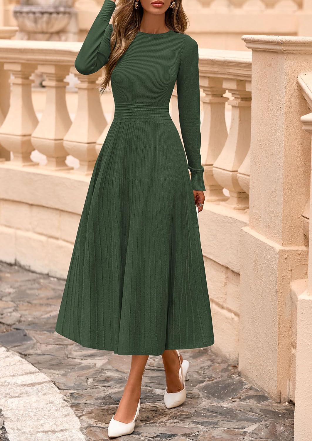 PRETTYGARDEN Womens Sweater Dress 2026 Long Sleeve Elegant Knit A Line Fall Wedding Guest Cocktail Midi Winter Dresses - Image 8