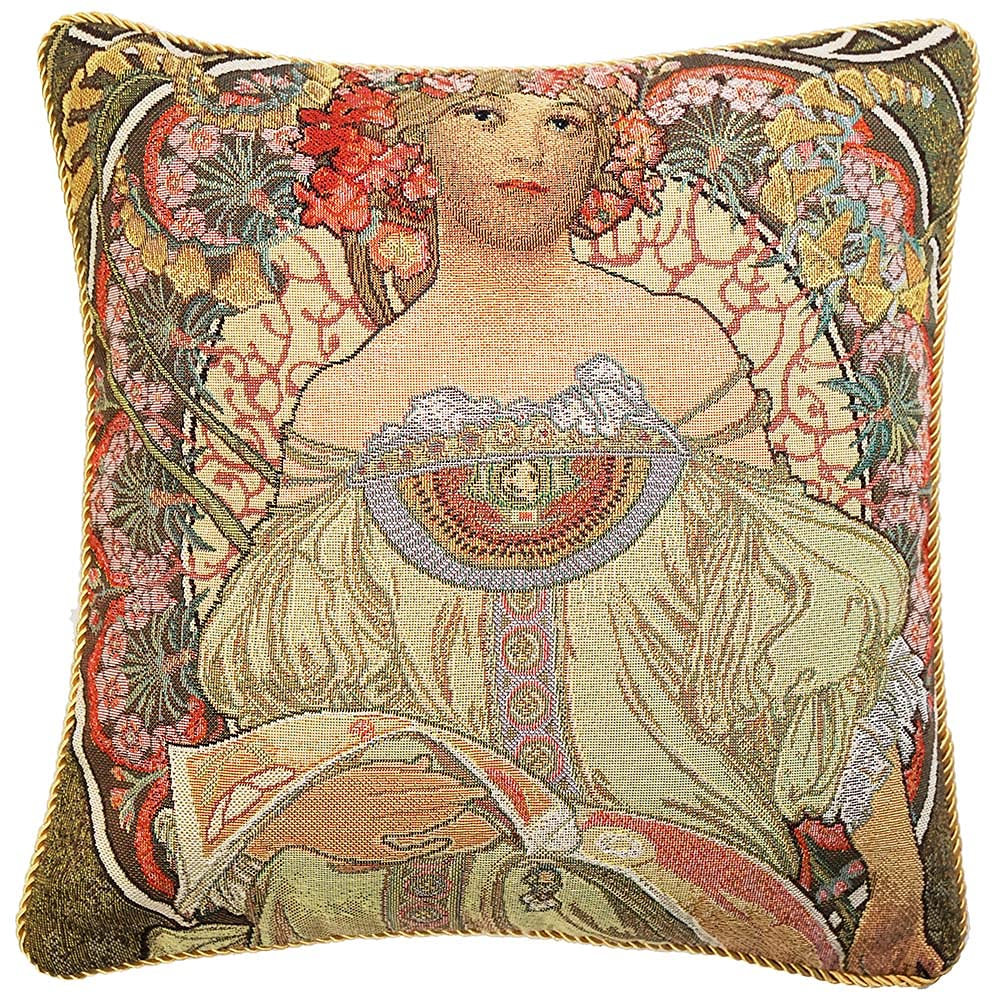 Signare Women's Mucha -Daydream Tapestry Cushion Cover 18 X18 Inches 45Cm X 45Cm Decorative Sofa Cushions (, Cushion Cover Only; Ccov-Art-Am-Daydream)