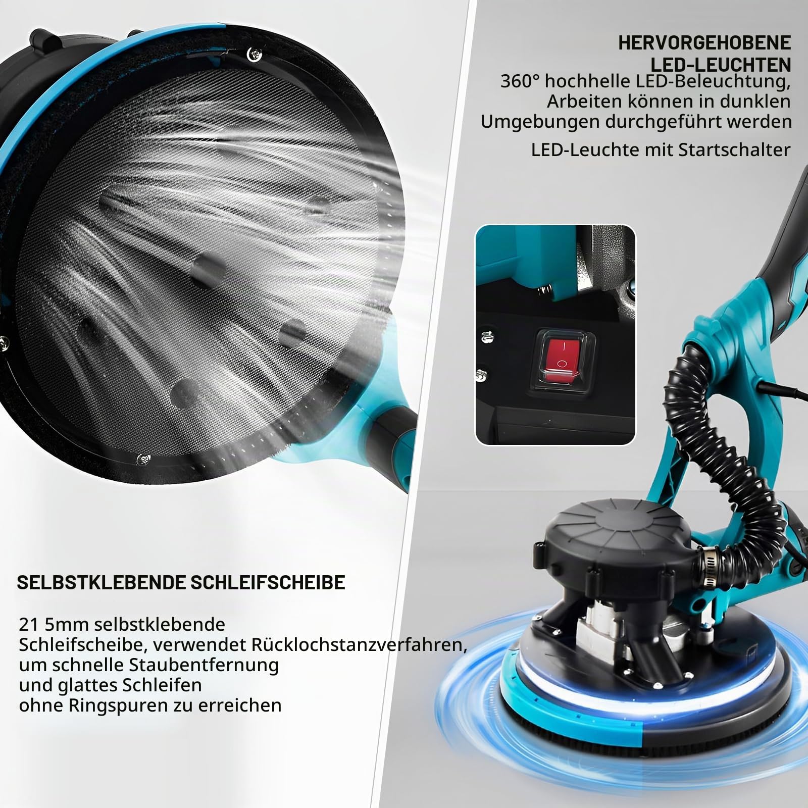 Trockenbauschleifer, 850W Wandschleifer mit Automatischem Vakuumsystem