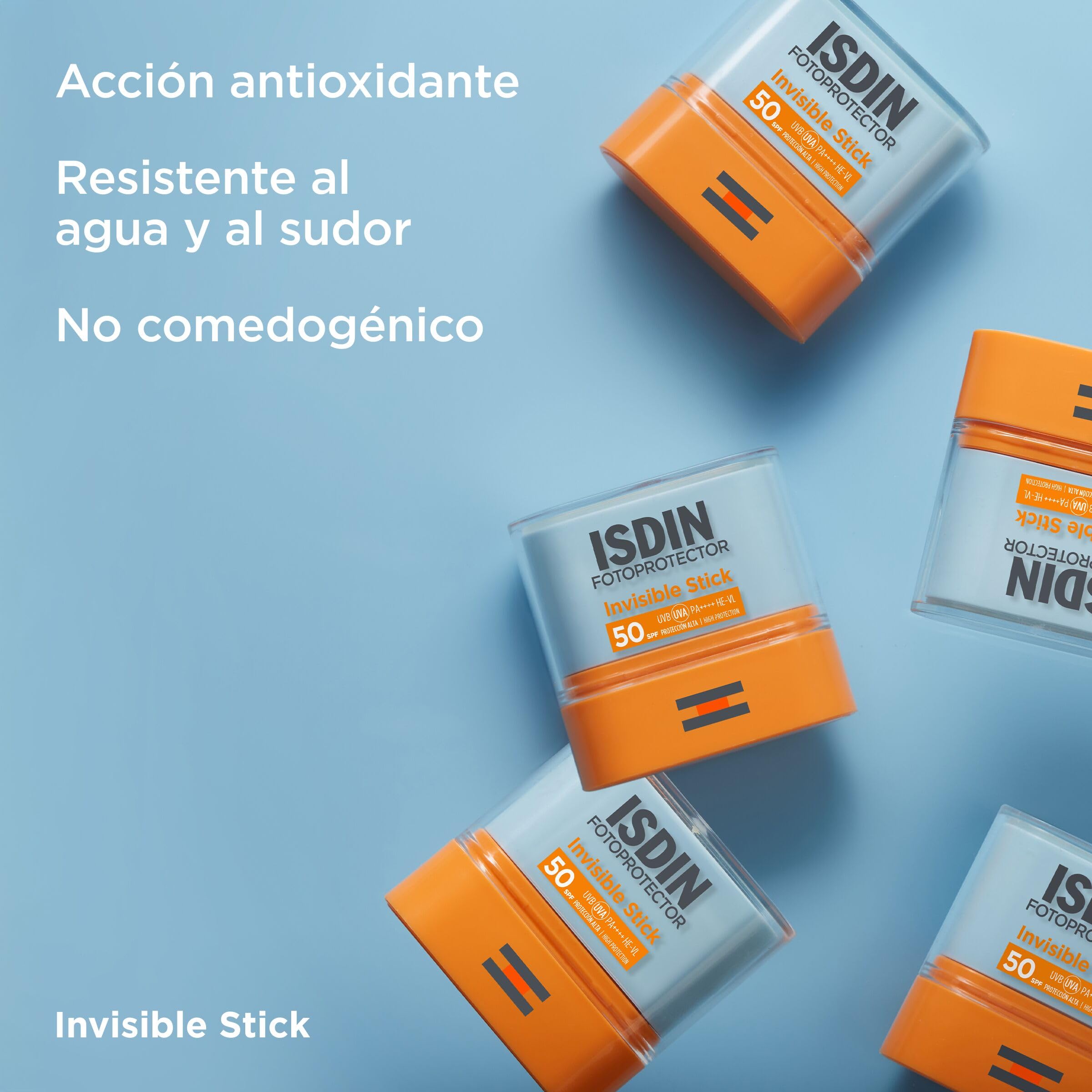 ISDIN Fotoprotector Invisible Stick SPF 50 Protector Solar Resistente Al Agua, No Pegajoso 10 g