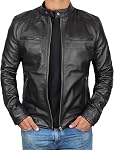 Decrum Leather Jacket Men - Cafe Racer Style Real Lambskin Leather Jackets for Mens