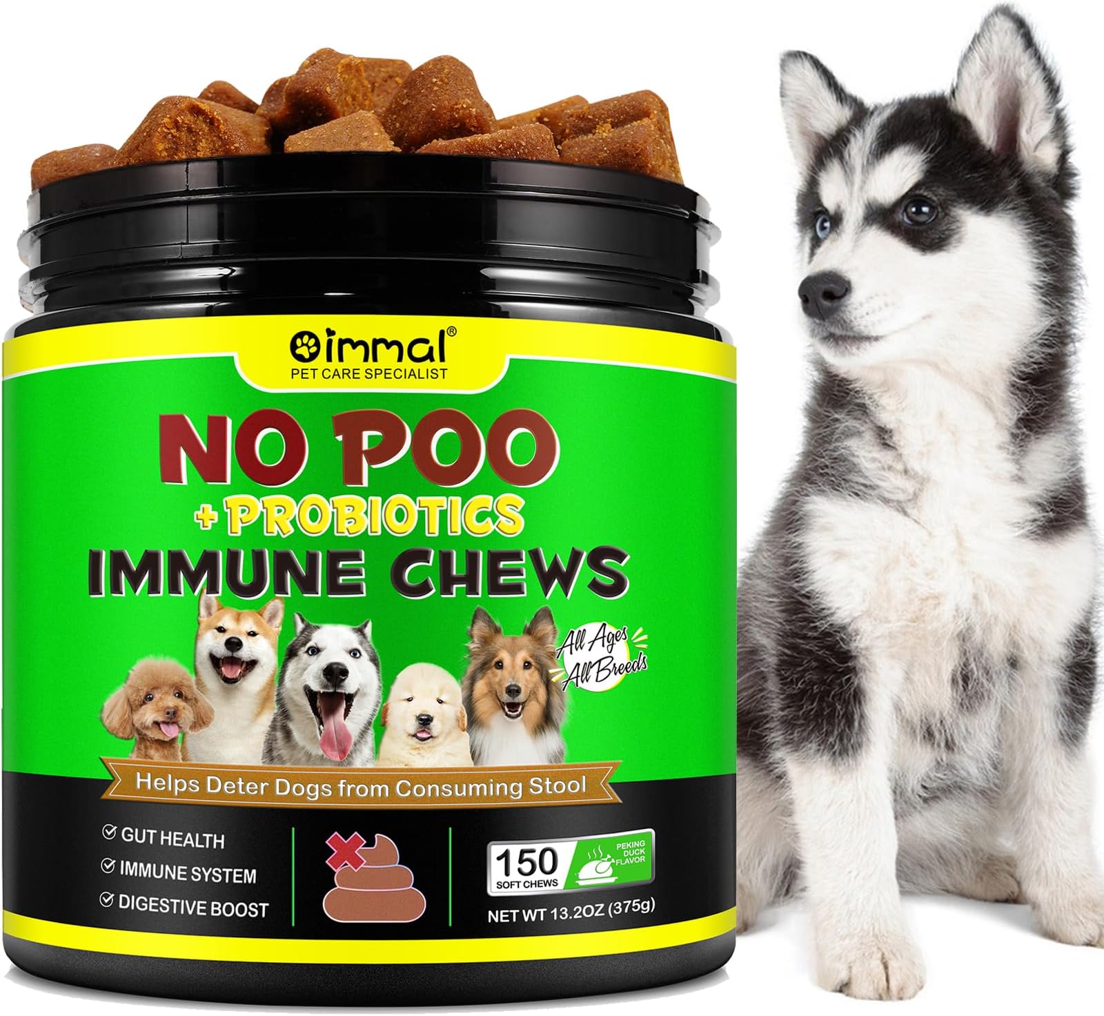 RSGRTNo Poo Treats, Probiotics for Dogs 150PCS, Coprophagia Stool Eating Deterrent Deters Dogs, Prevent Dog from Eating Poop, Stop Eating Poop for Dogs, Digestive Enzymes No Poo Treats for Dogs