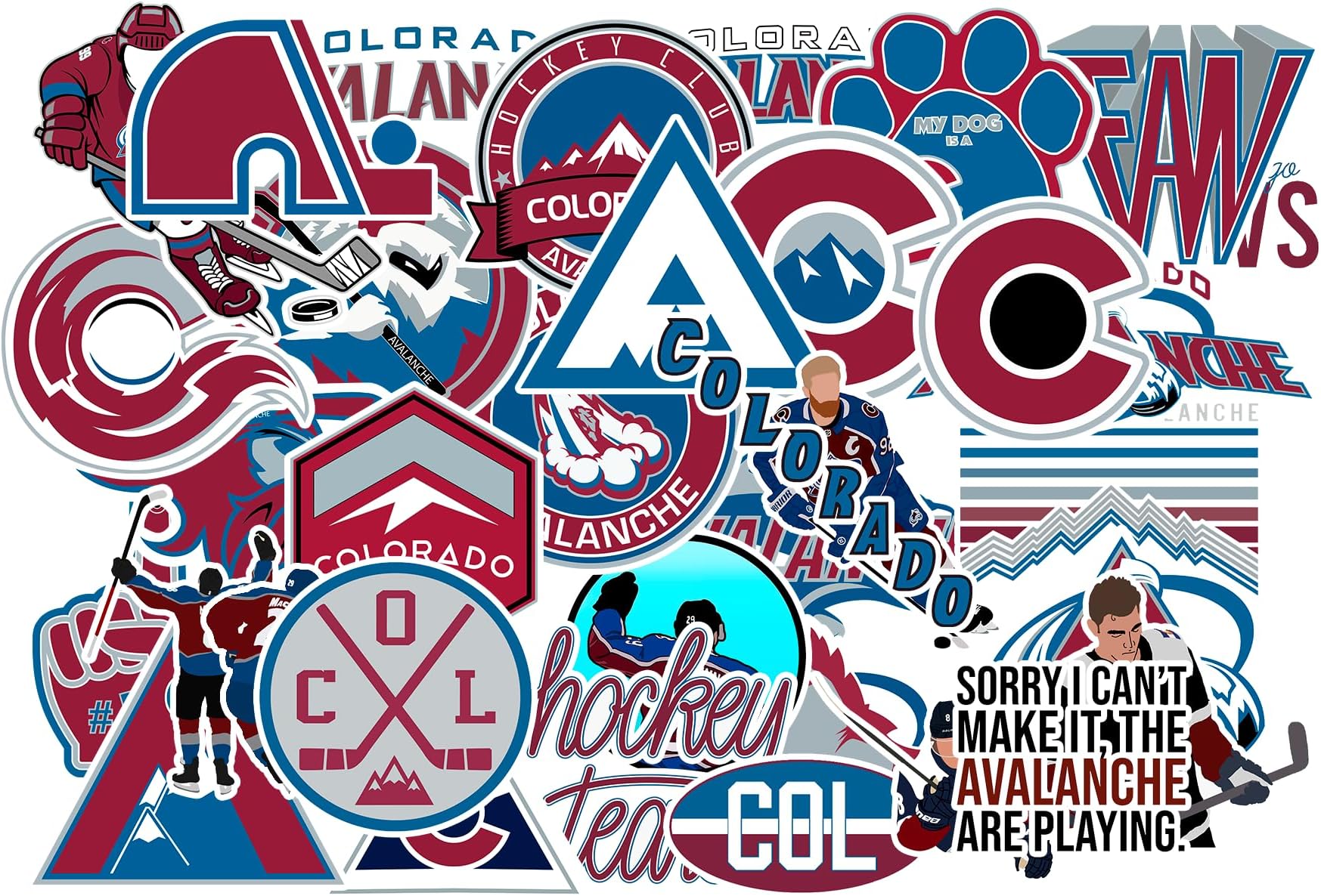 35 PCS Colorado American Avalanche Hockey Stickers for Water Bottle, Laptop, Bicycle, Computer, Motorcycle, Travel Case, Car Decal Decoration Sticker