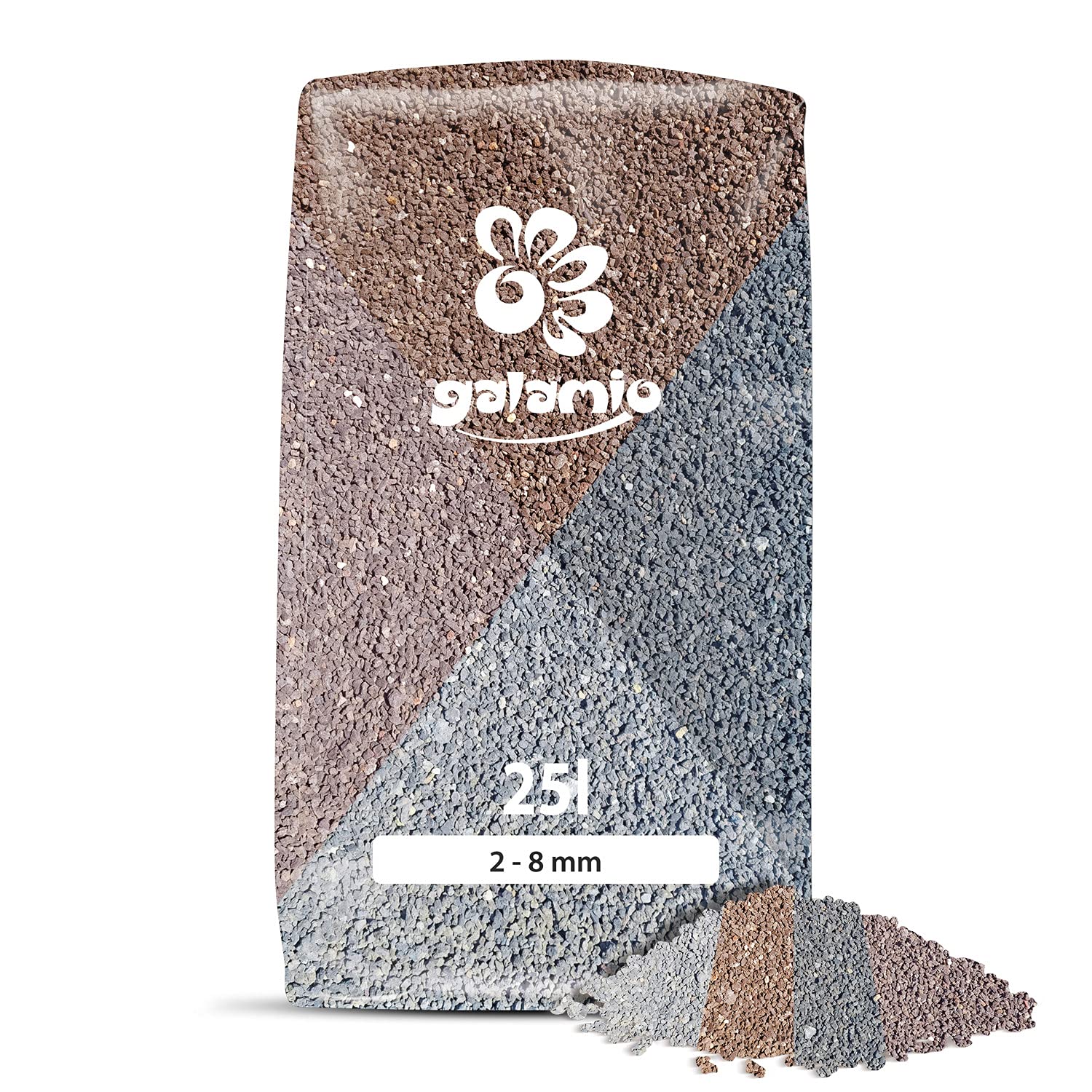 Galamio Lavamulch Farbmix 2-8 mm, 25kg × 12 Sack, 300 kg Gesamt