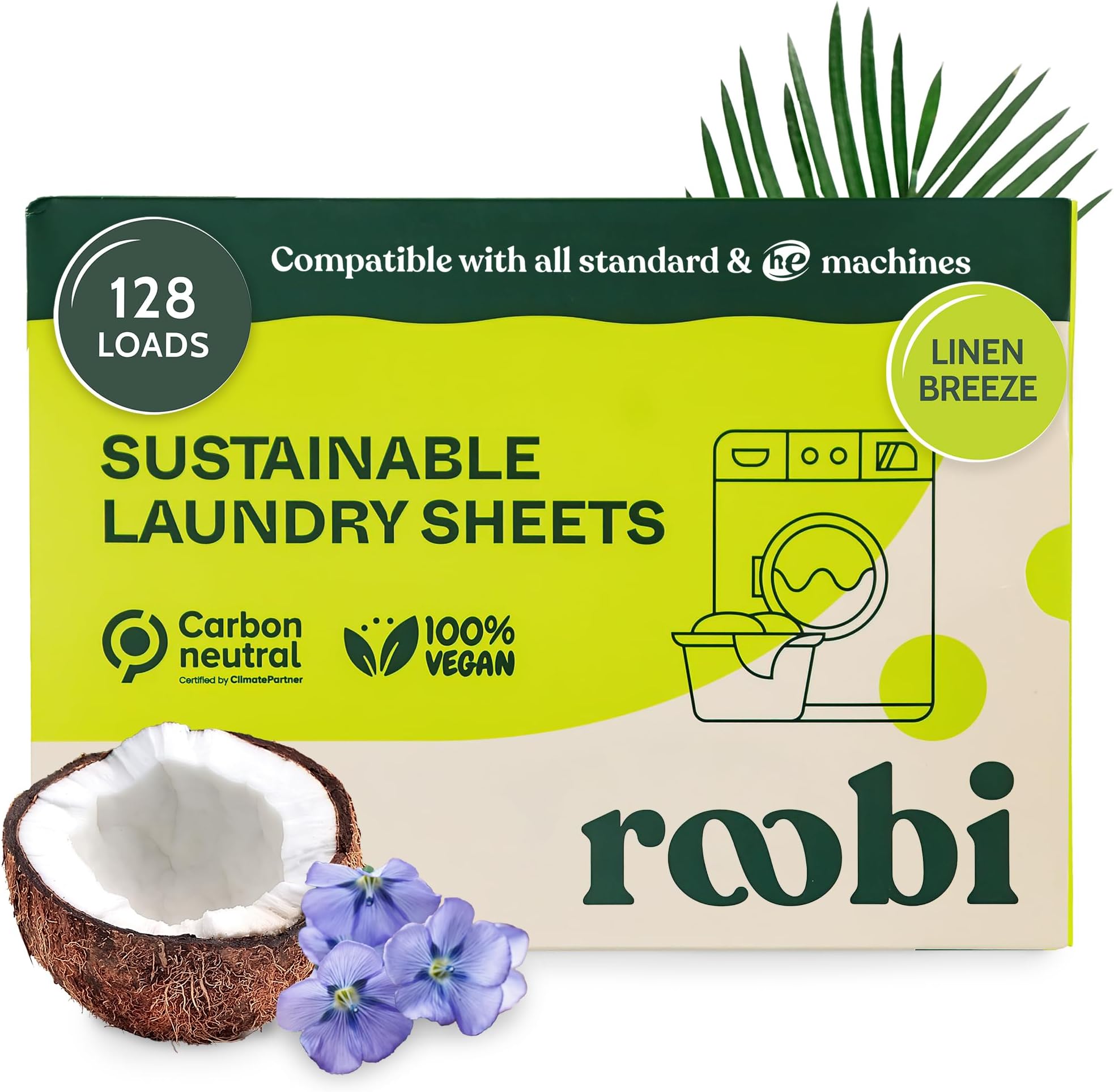 - Roobi Laundry Detergent Sheets. Up to 128 Loads, Liquidless Detergent. Carbon Neutral, 100% Vegan & Sustainable Linen Breeze Scent.