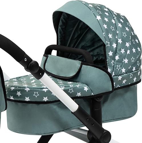 Miniatura 7 de Bayer Cochecito Xeo Stars Green & White - Bolso a juego, mango ajustable, muñecas de hasta 20 ", a partir de 3 años  Muñecas bebé  Vestir