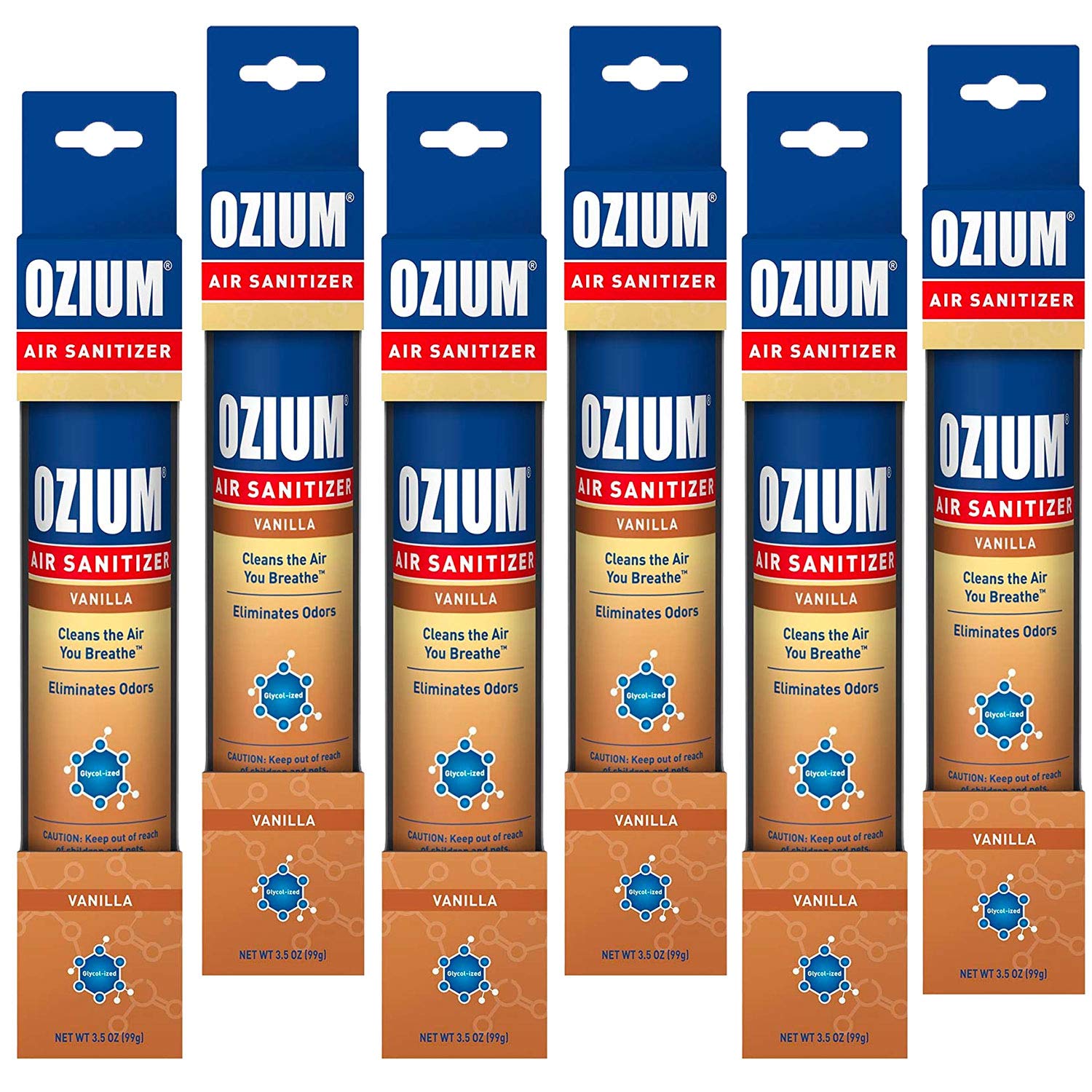 Ozium Air Sanitizer 3.5 oz Spray, Vanilla (6)