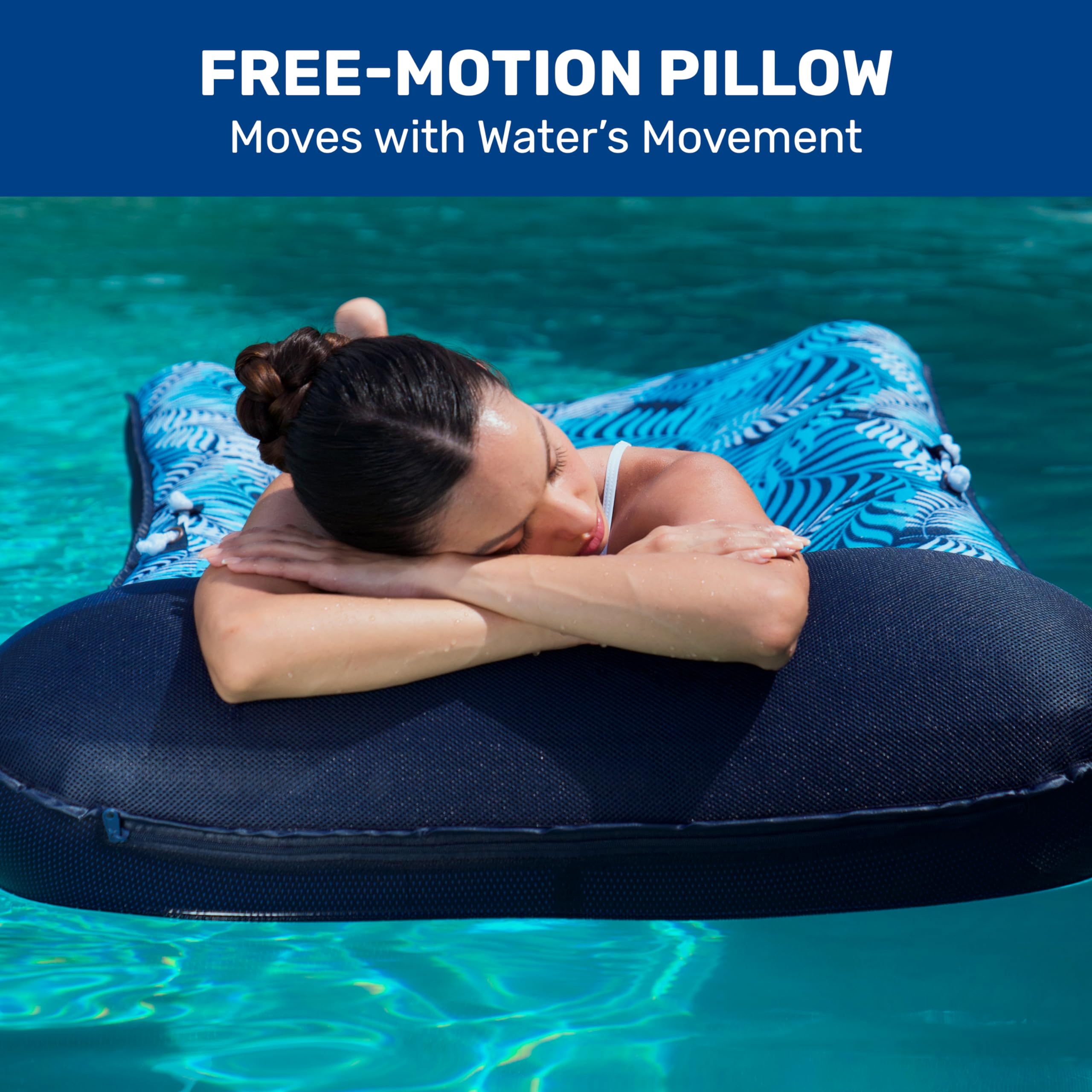 Aqua Luxury Water Lounge – Extra Large – Flotteur de Piscine Gonflable avec appuie-tête, Dossier et Repose-Pieds – Palm Beach Flamingo