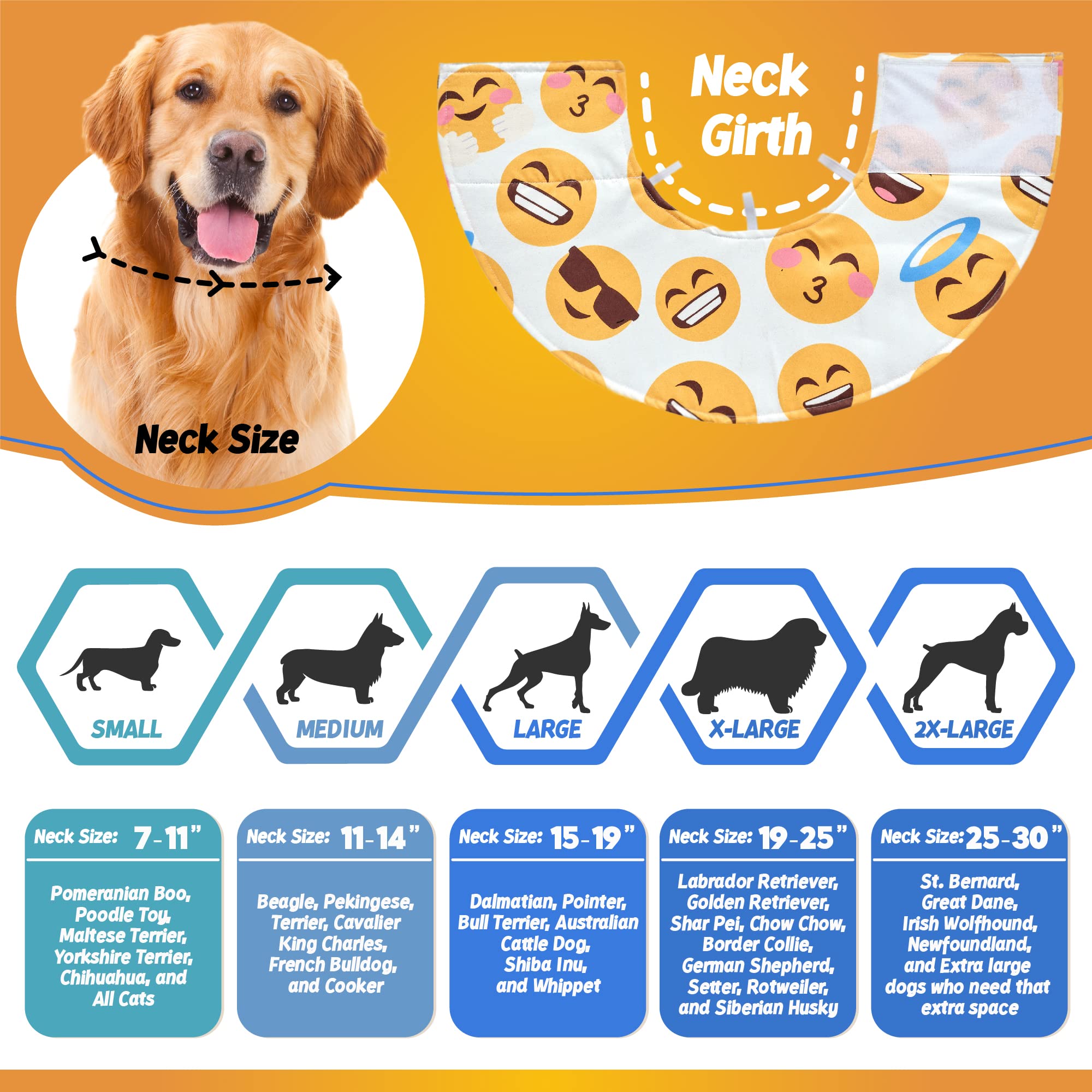 Amazon.com: CICISPET 寵物恢復項圈可調式軟錐,適用於狗術後長期使用,適用於焦慮舔- 表情符號/XL : 寵物用品