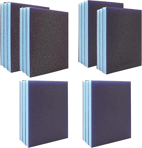 Jamiikury - 18 esponjas de lijado de grano 100120220, bloques de lijado en seco húmedo lavable y reutilizable, esponja de papel de lija para muebles