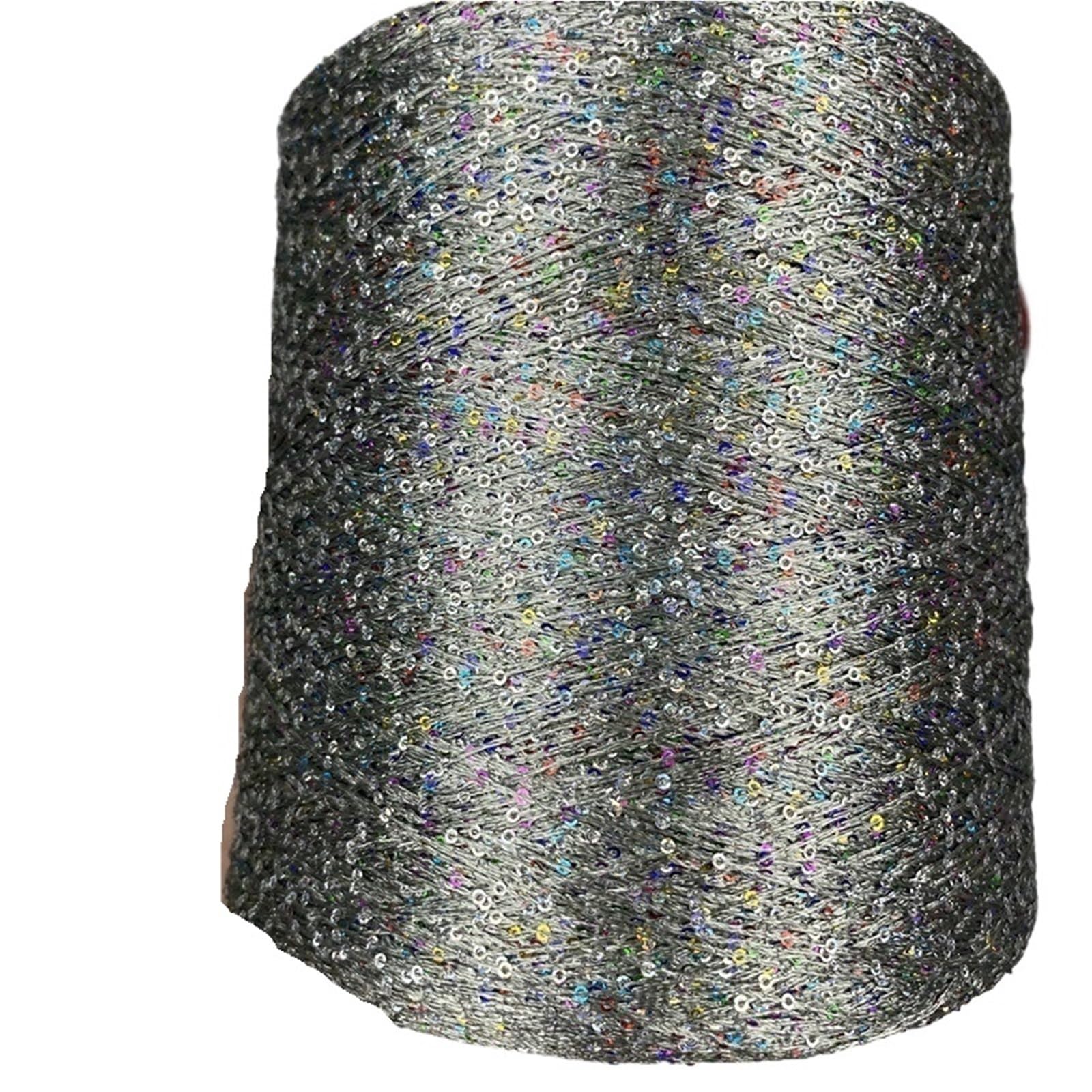 Hilos para Crochet Hilo de lentejuelas, seda hielo, colorido, tejido a mano, aguja ganchillo, hilo brillante, 250g X4500(Color 12)