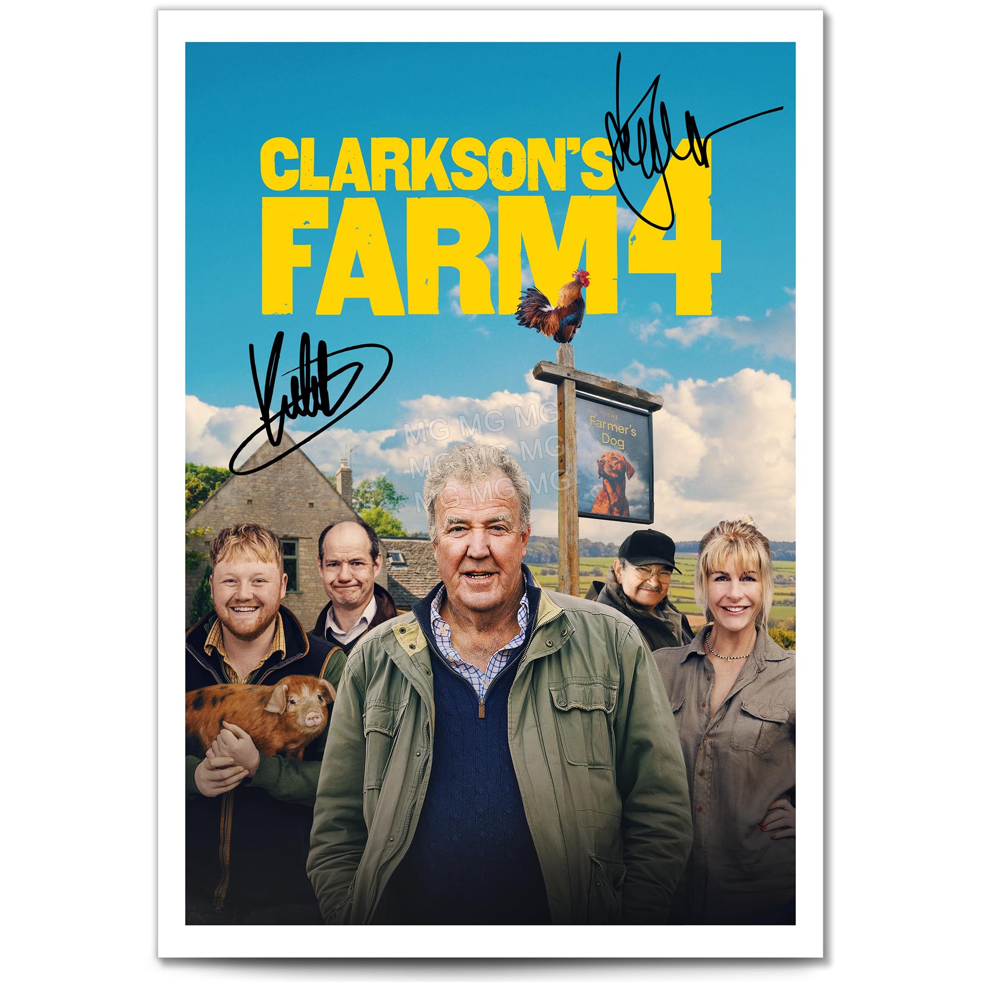 Mounted Gifts Trading A4 Poster Only Clarkson’s Farm Cast Signed A4 Poster Photo Print Framed Autograph Gift Tv Show Jeremy Clarkson Kaleb Cooper (A4 Poster Only)