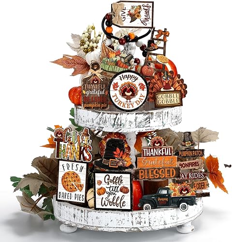 Miniatura 9 de Juego de 15 bandejas escalonadas de otoño, decoración de calabaza, decoración de casa de campo, centros de mesa de hojas de arce de otoño, cosecha
