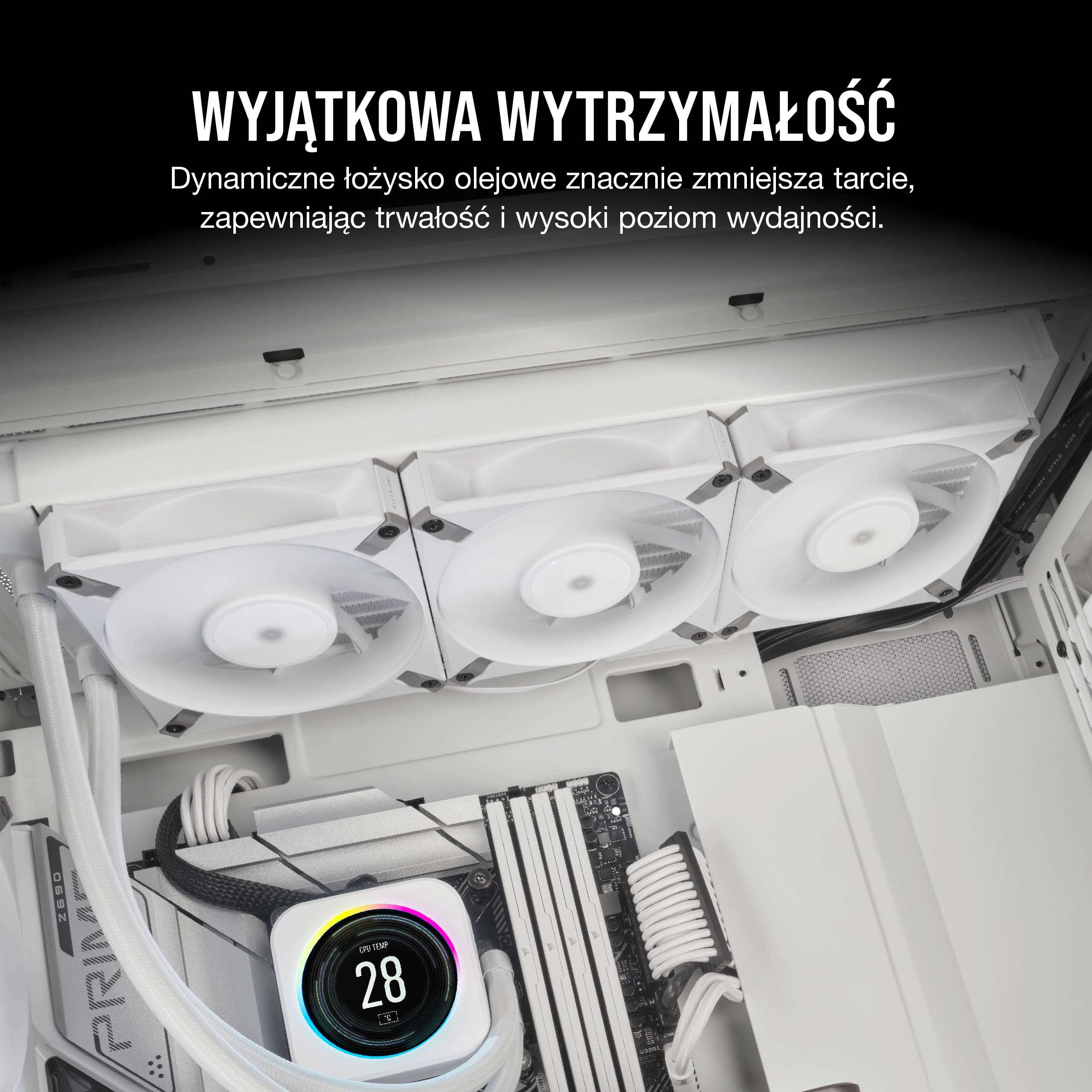 Corsair AF ELITE Series - AF120 ELITE Wentylator z Dynamicznym łożyskiem Olejowym 120 mm z AirGuide (Niski poziom hałasu, obsługa trybu zerowych obrotów) Jedna Sztuka - Biały