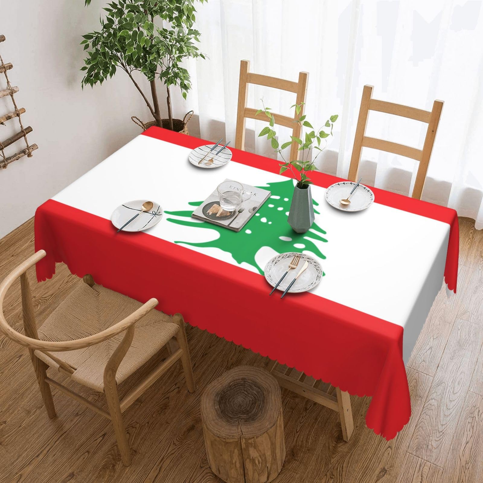 Nappe polyester drapeau Liban carrée finition haut de gamme