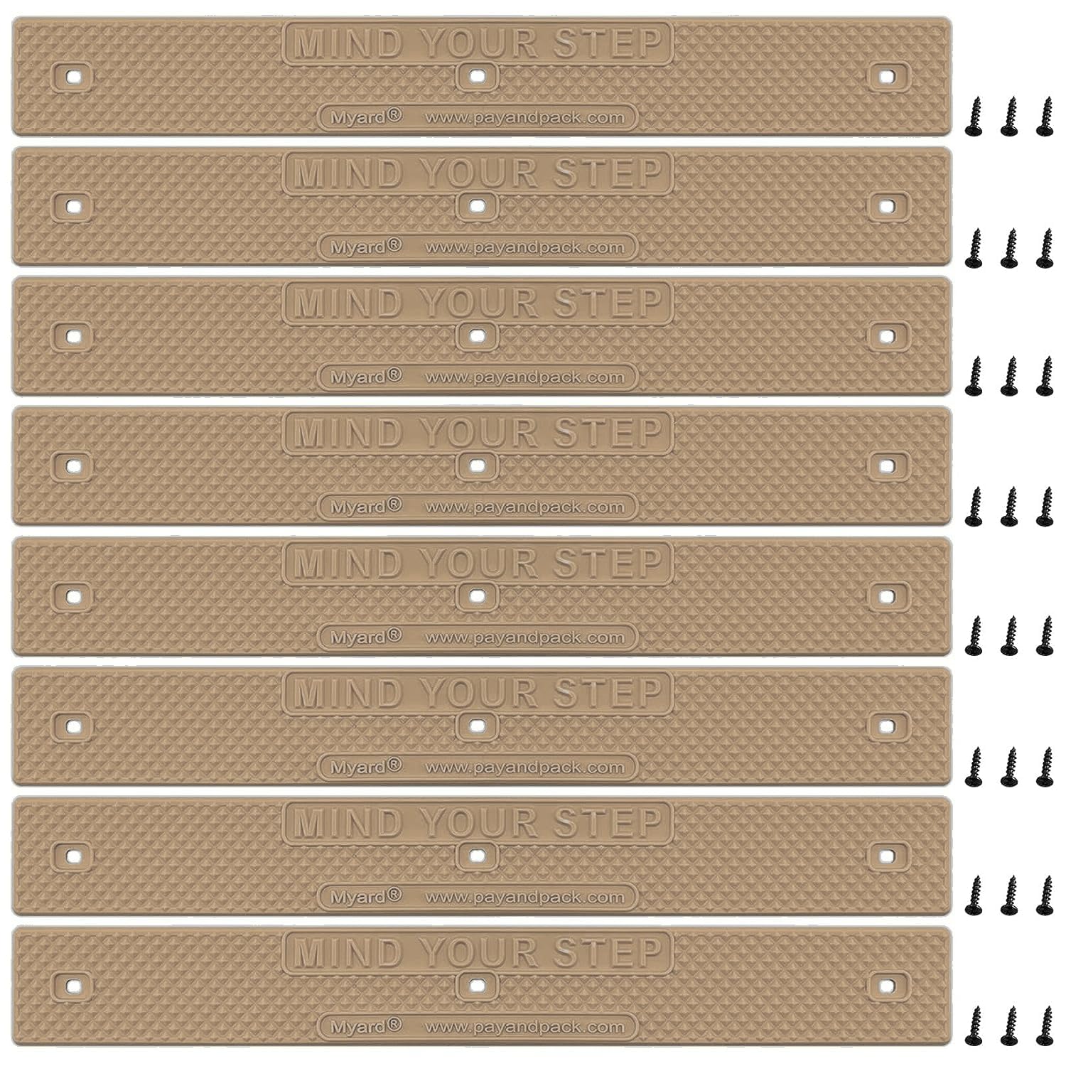 Myard Stair Treads 16"x2" Screw Down Strip For Plastic Safety Stair Increase Safety On Slippery Stairs, Non-Slip, For Decks And Stairs, Screws Included (Qty 2, Black - View #4