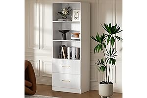White Bookshelf with Drawer: Modern and Versatile Storage Solution