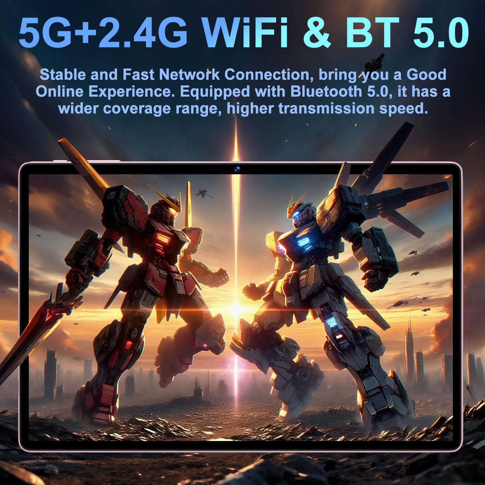 AI Tablet 10 Pollici Android 15, 30GB RAM+64GB ROM(TF 2TB), 8 Core 2.0 Ghz, 5G+2.4G Wi-Fi, BT 5.0, 8MP+5MP, Cast, 1280 * 800 FHD, Widevine L1, GMS Tablet PC con Tastiera e Mouse,Caso (Oro rosa)