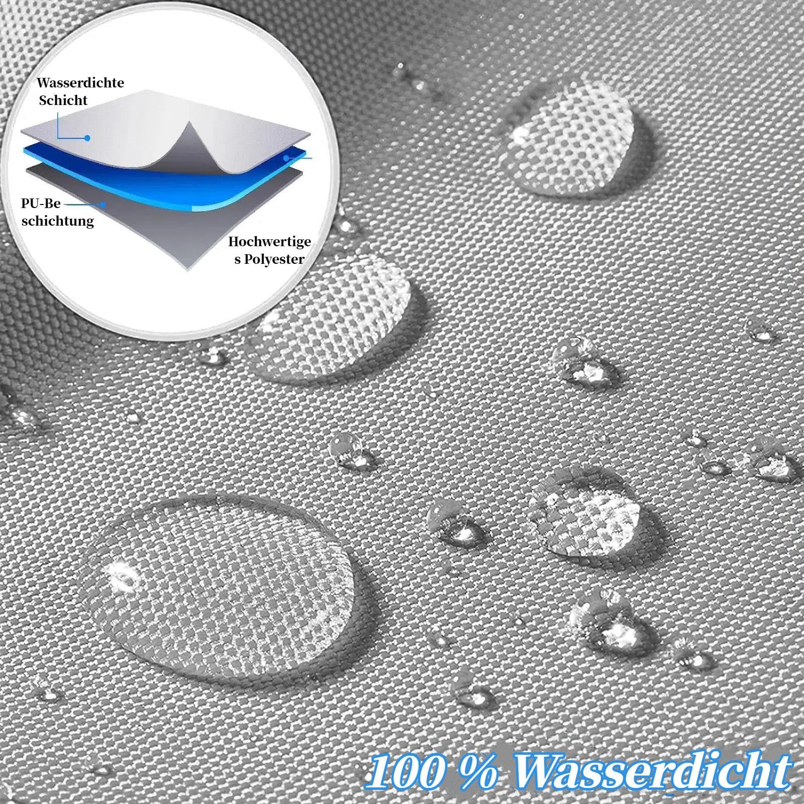 Gartenmöbel Abdeckung Wasserdicht 299x299x78cm Multi-Größe Silber Rechteckig Abdeckungen für Gartenmöbel Anti-UV 420D Oxford Gewebe Winddicht Gartentisch Schutzhülle Gartenmöbel Tisch