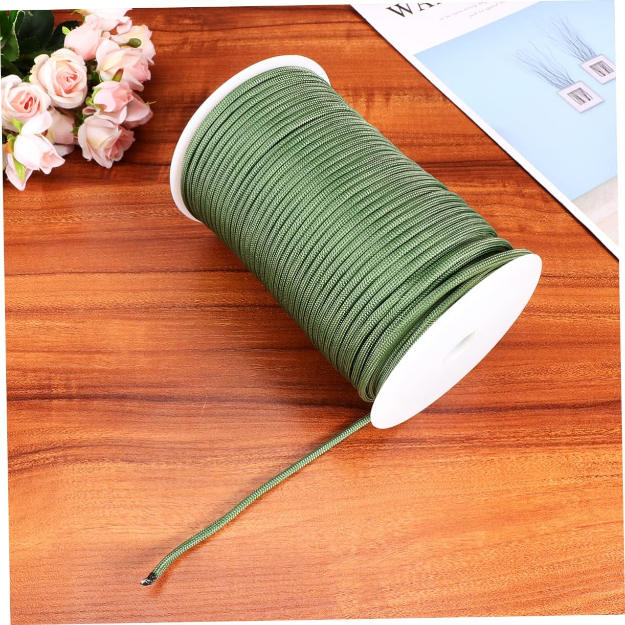 VICASKY 1 Roll Army Green High Strength Parachute Rope Braided Tent Camping Rope Durable Nylon Clothesline for Weather Resistant Lightweight for