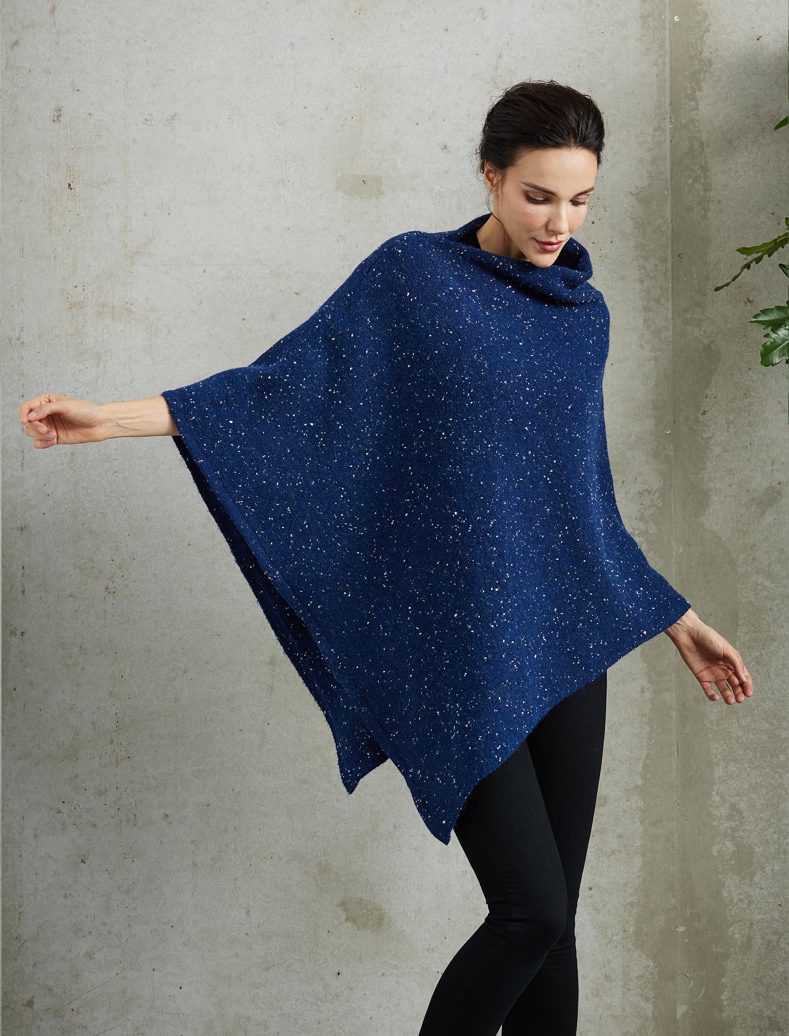 BEAUTELICATE Poncho a Maglia Donna Poncho Mantella Misto Lana Tweed Stola Coprispalle Pullover Senza Braccia per Invernale Autunno