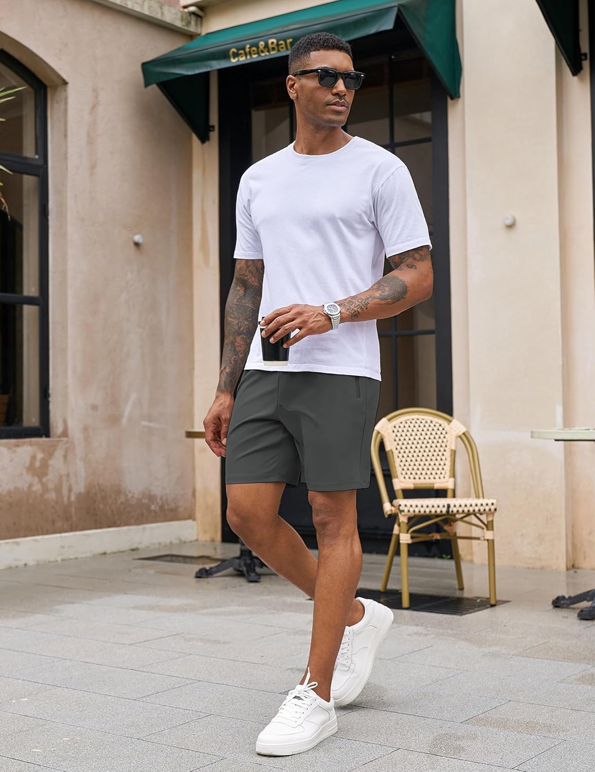 COOFANDY Men's 2 Pack Workout Gym Shorts 7 Inch / 5 Inch Athletic Shorts Lightweight Casual Jogger Short with Zipper Pockets - Image 3