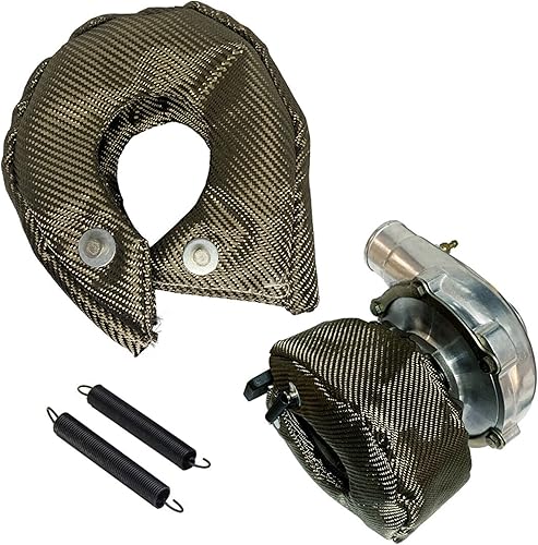 T6 - Cubierta de titanio doble turbo interior y exterior, turbocompresor, cubierta de escudo térmico para T5 T6 Turbo con dos resortes de sujeción