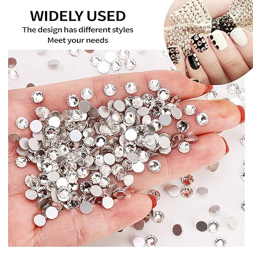 Miniatura 10 de Gemas para uñas, 810 diamantes de imitación para uñas, diamantes de imitación para manualidades, diamantes de imitación con parte trasera plana, con