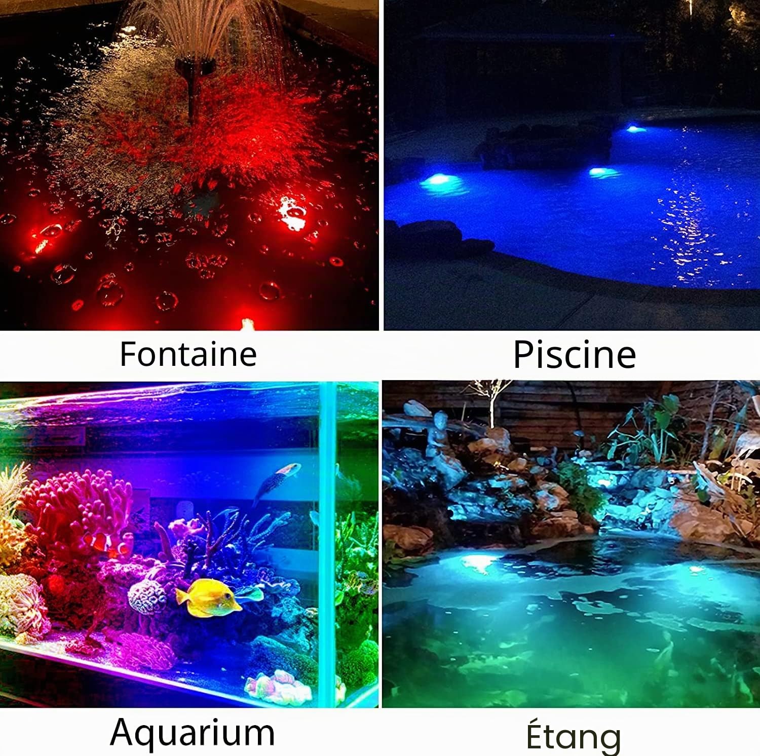 NATPOW Lampes Solaire de Bassin RGB, 5.5V Changement de Couleur Eclairage Solaire Bassin, 6 Couleurs Lampe Solaire, Étanche IP68 Lumiere Bassin Immergée pour Aquarium, Fontaine, Étang, Jardin, 5 en 1